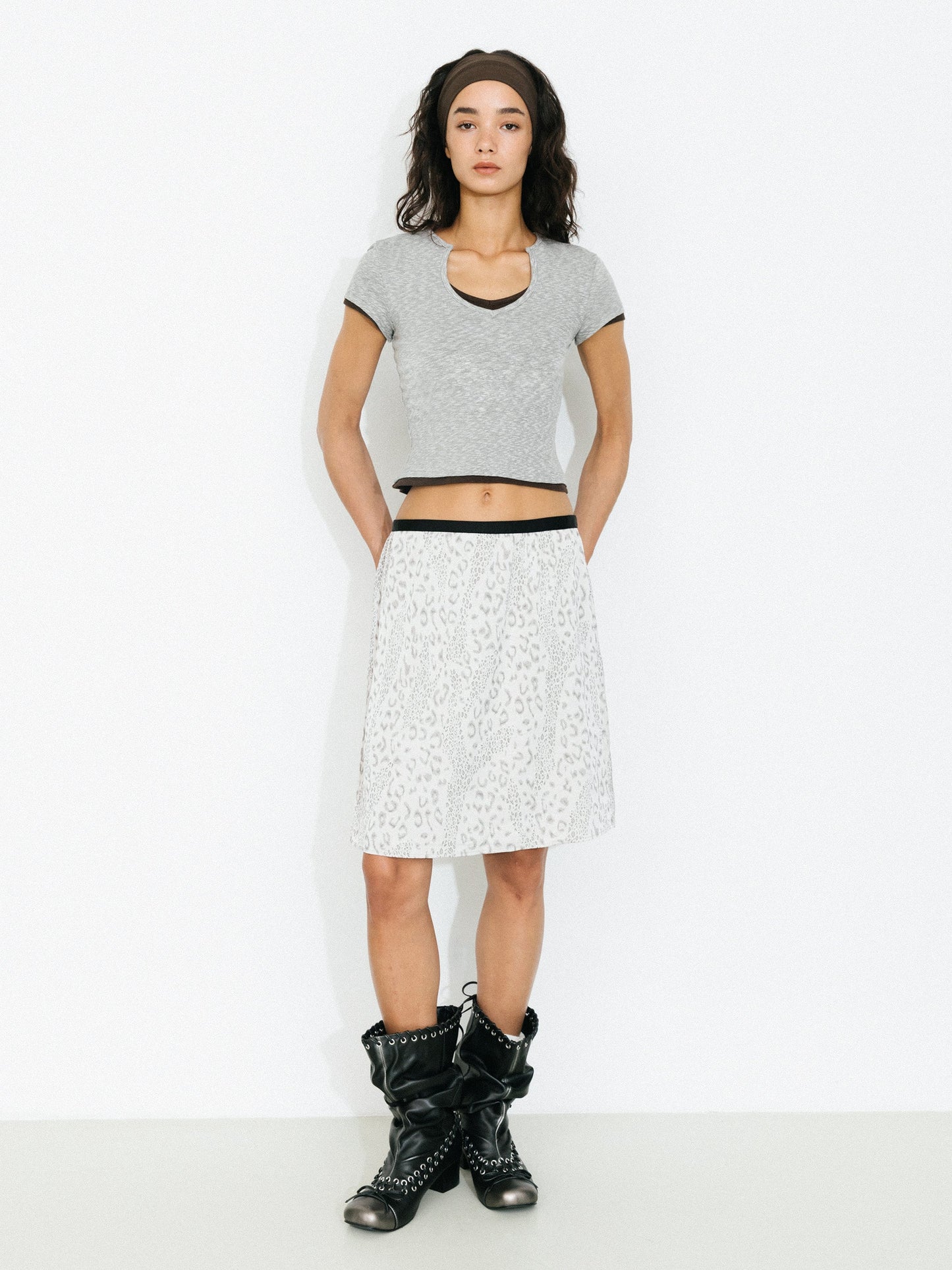Leopard Print Straight Midi Skirt