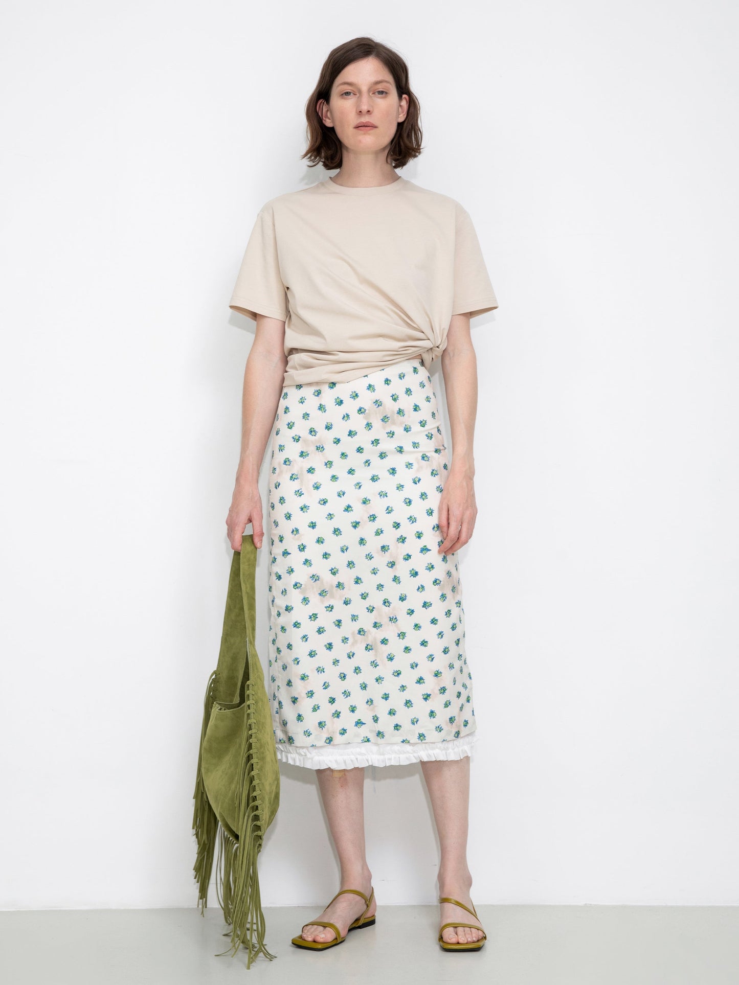 Lace Patchwork Floral Printed Skirt