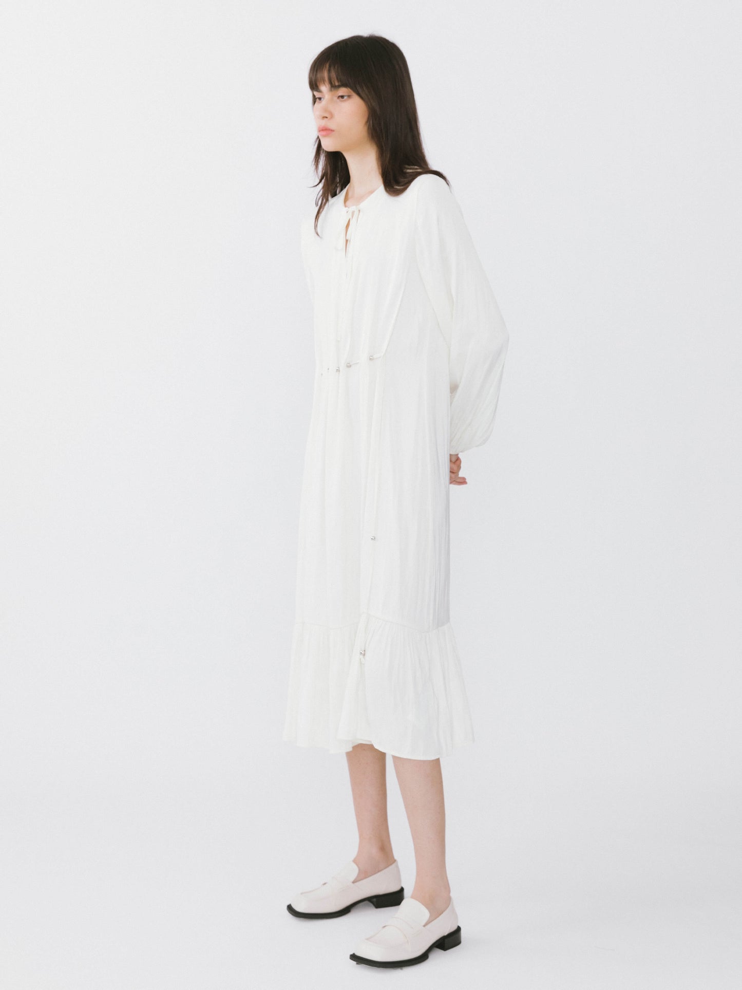 Tiered Long Sleeve A-line Dress