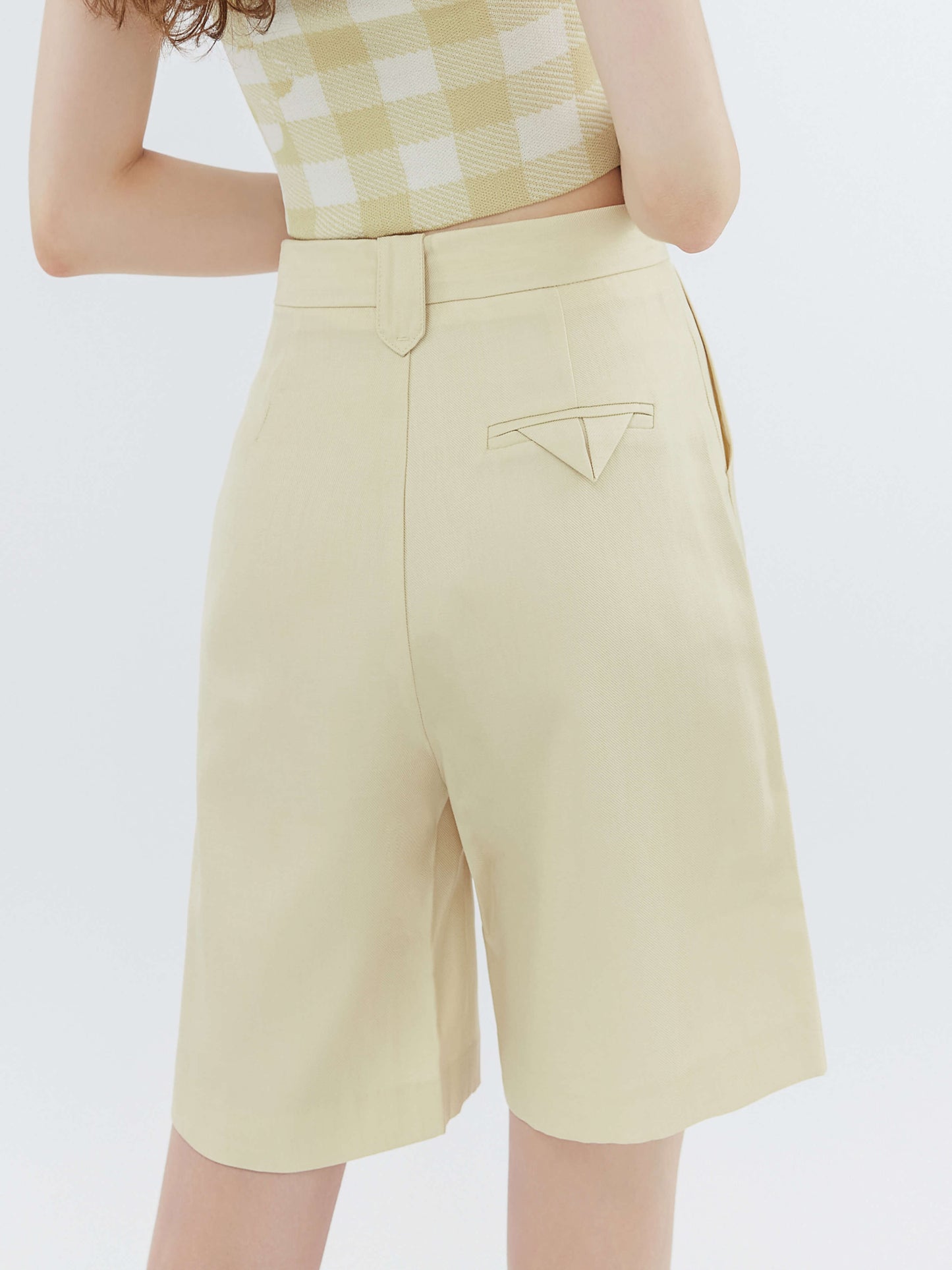 Light Yellow Tailored Bermuda Shorts