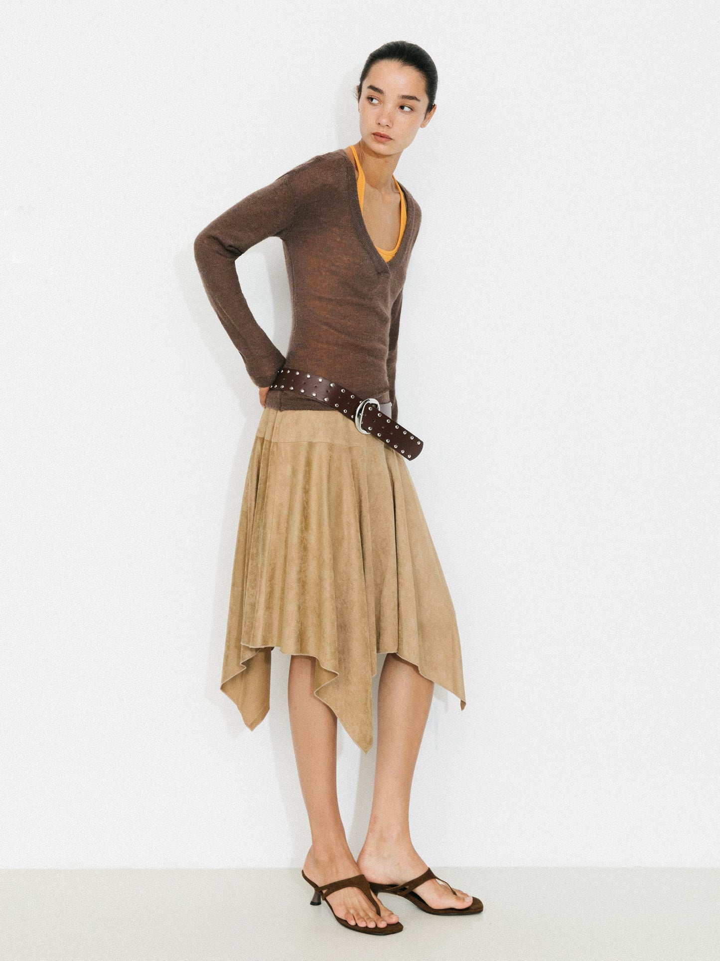 V-Neck Semi-Sheer Loose-Fit Knit Cover-Up