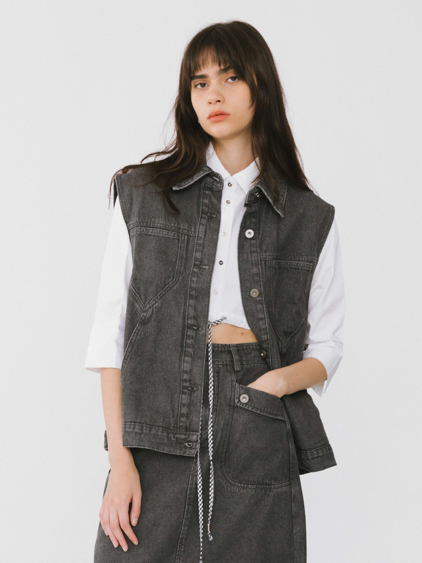 Extra Cropped Shirt with Drawstring Waist