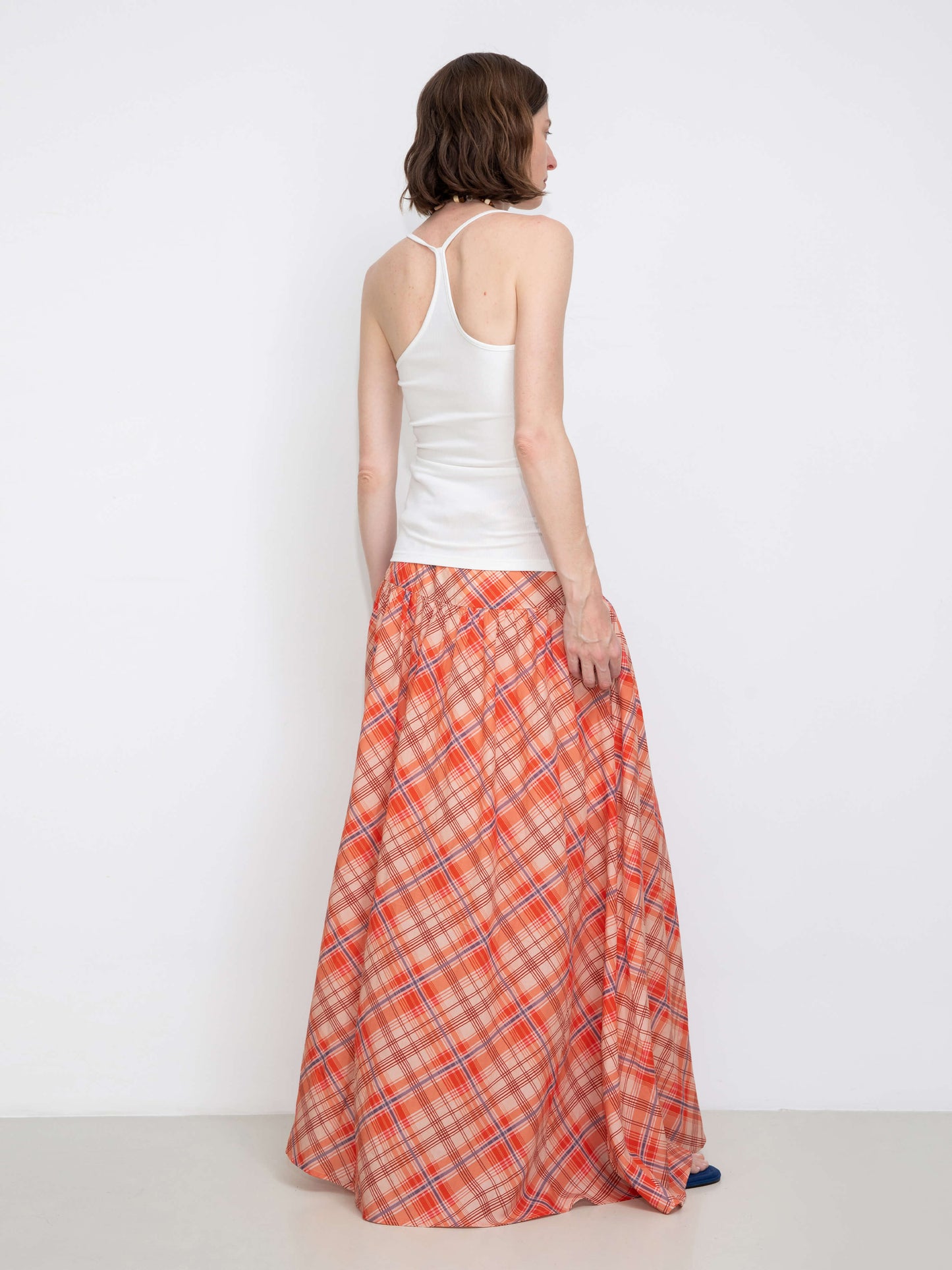 Red Checkered Maxi Skirt