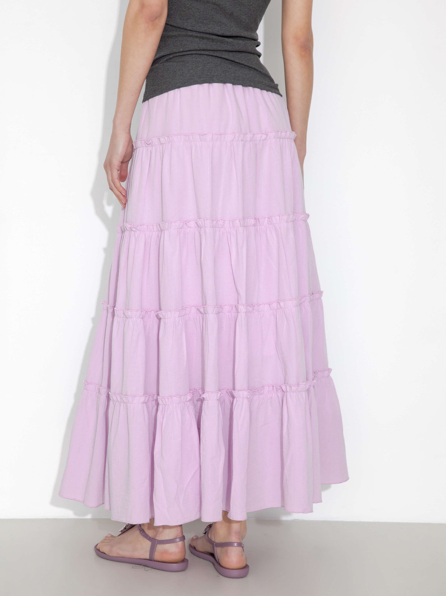 High-Waisted A-Line Maxi Flowy Skirt