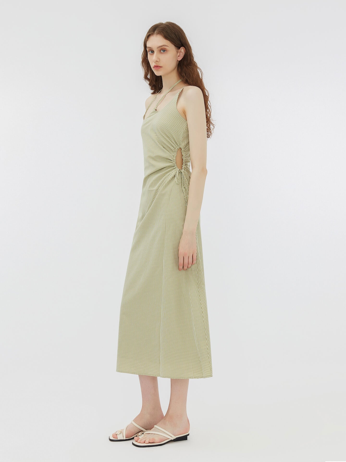 Striped Triple Strap Woven Midi Dress