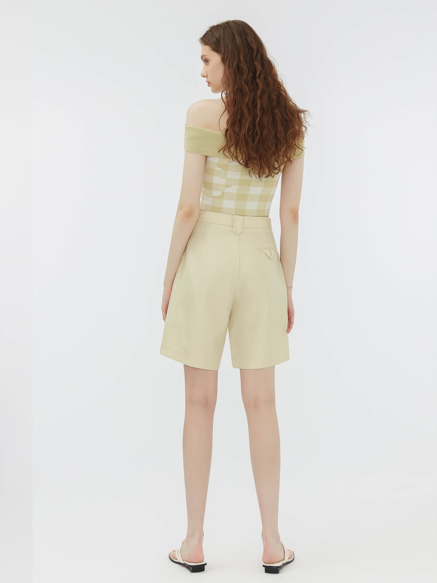 Light Yellow Tailored Bermuda Shorts