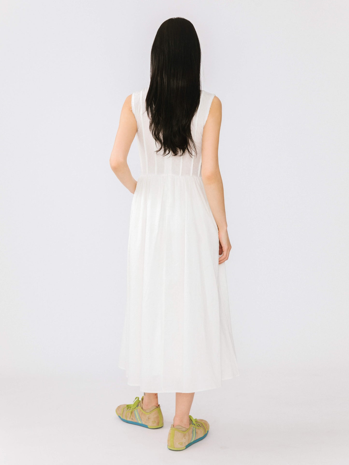 Pure Cotton Sleeveless White Dress