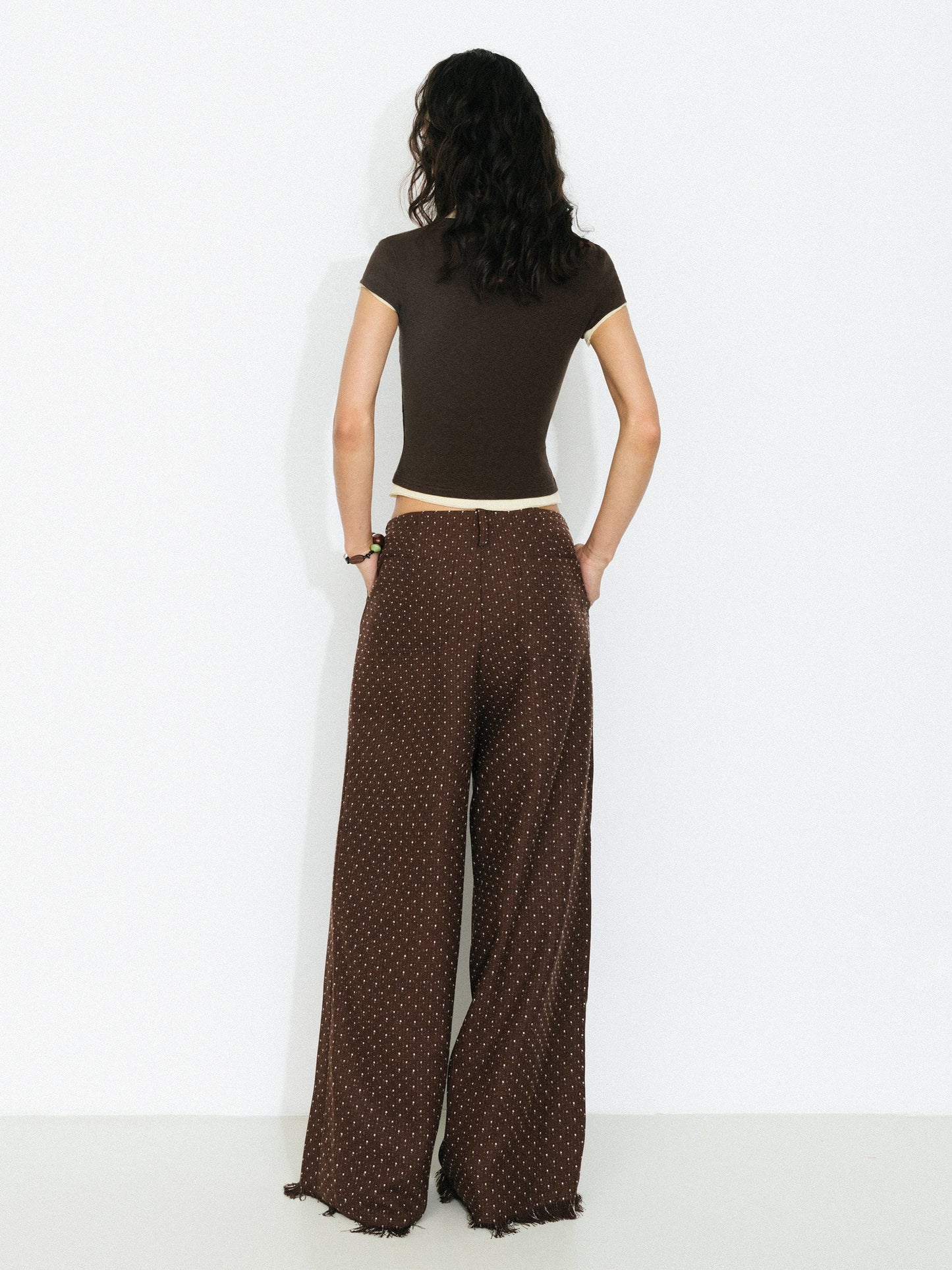 Polka Dot Fringe Wide-Leg Trousers