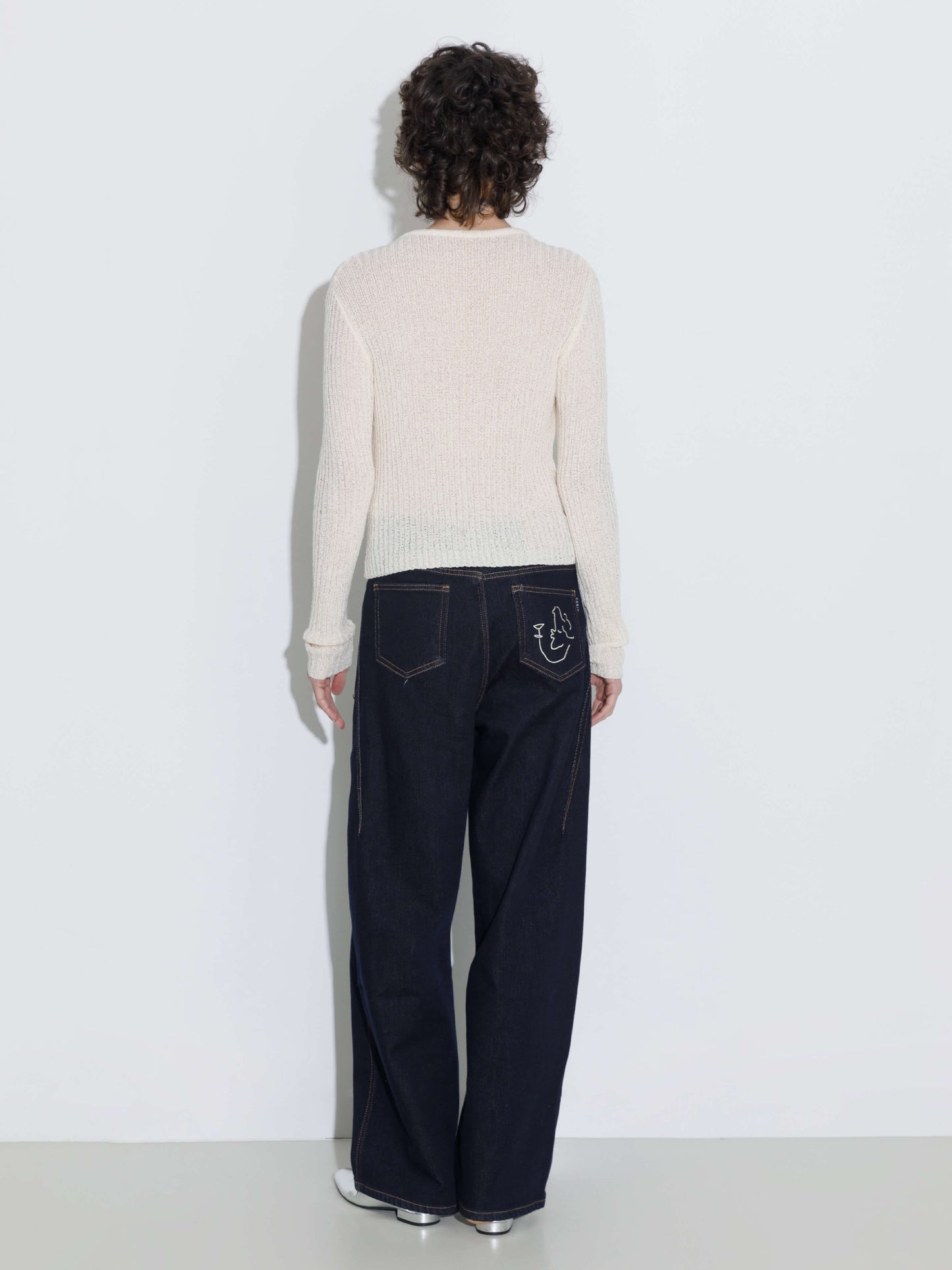 Faux Two-Piece Design Halter Neck Long Sleeve Knit Top