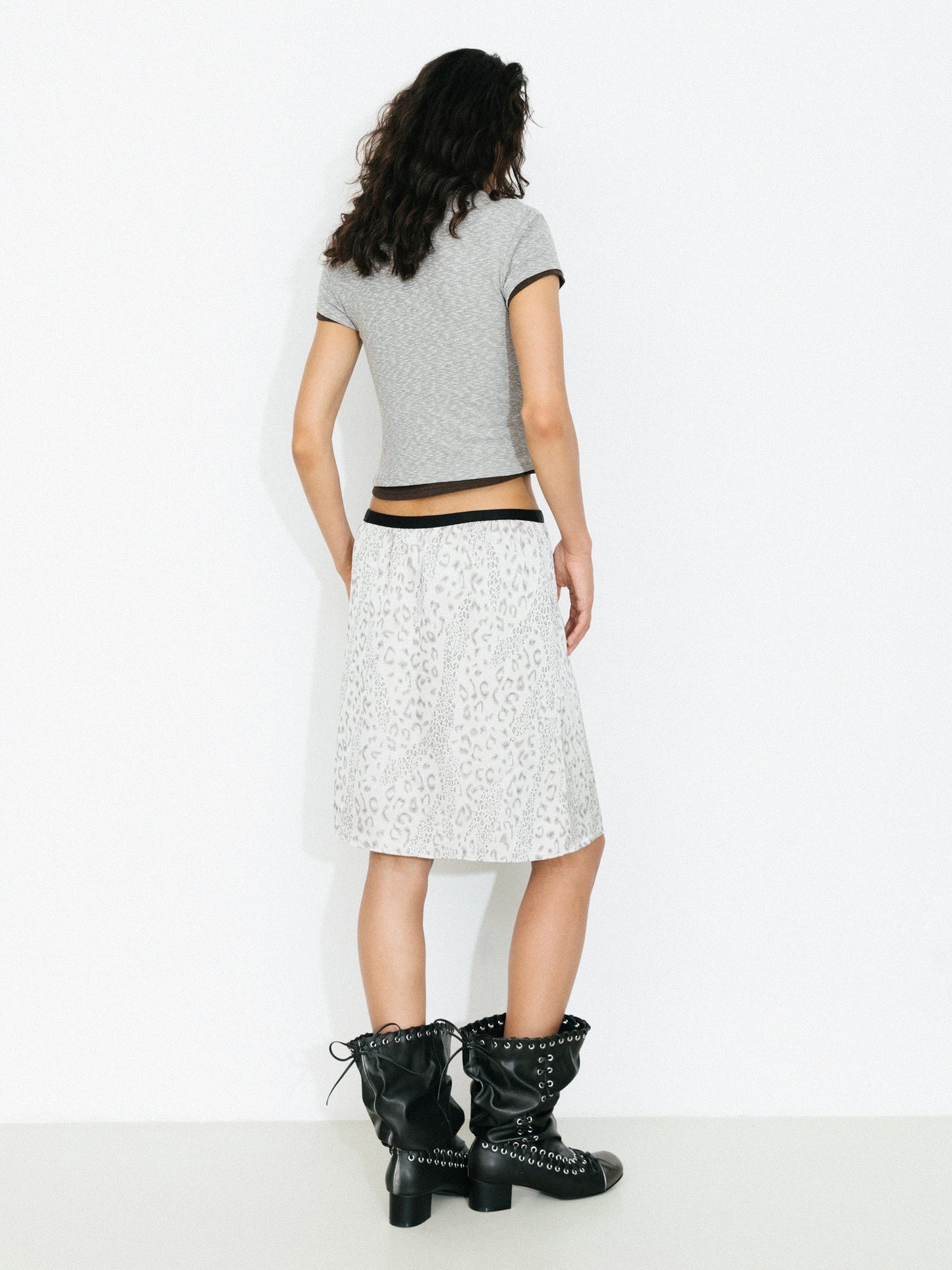 Leopard Print Straight Midi Skirt