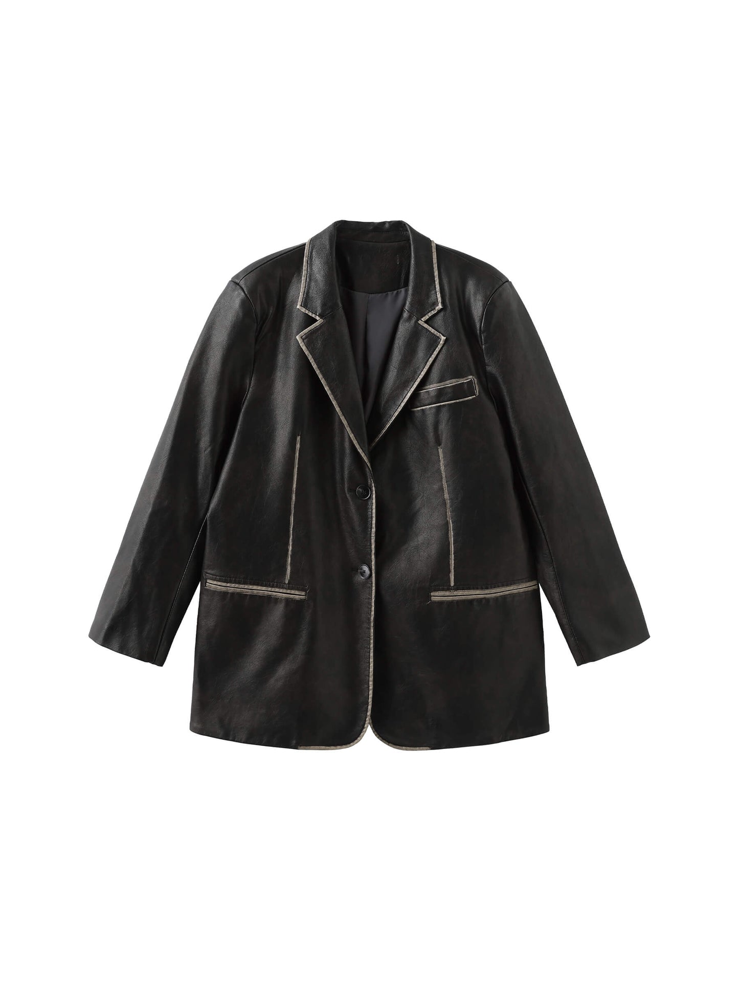 Black Faux Leather Tailored Suit