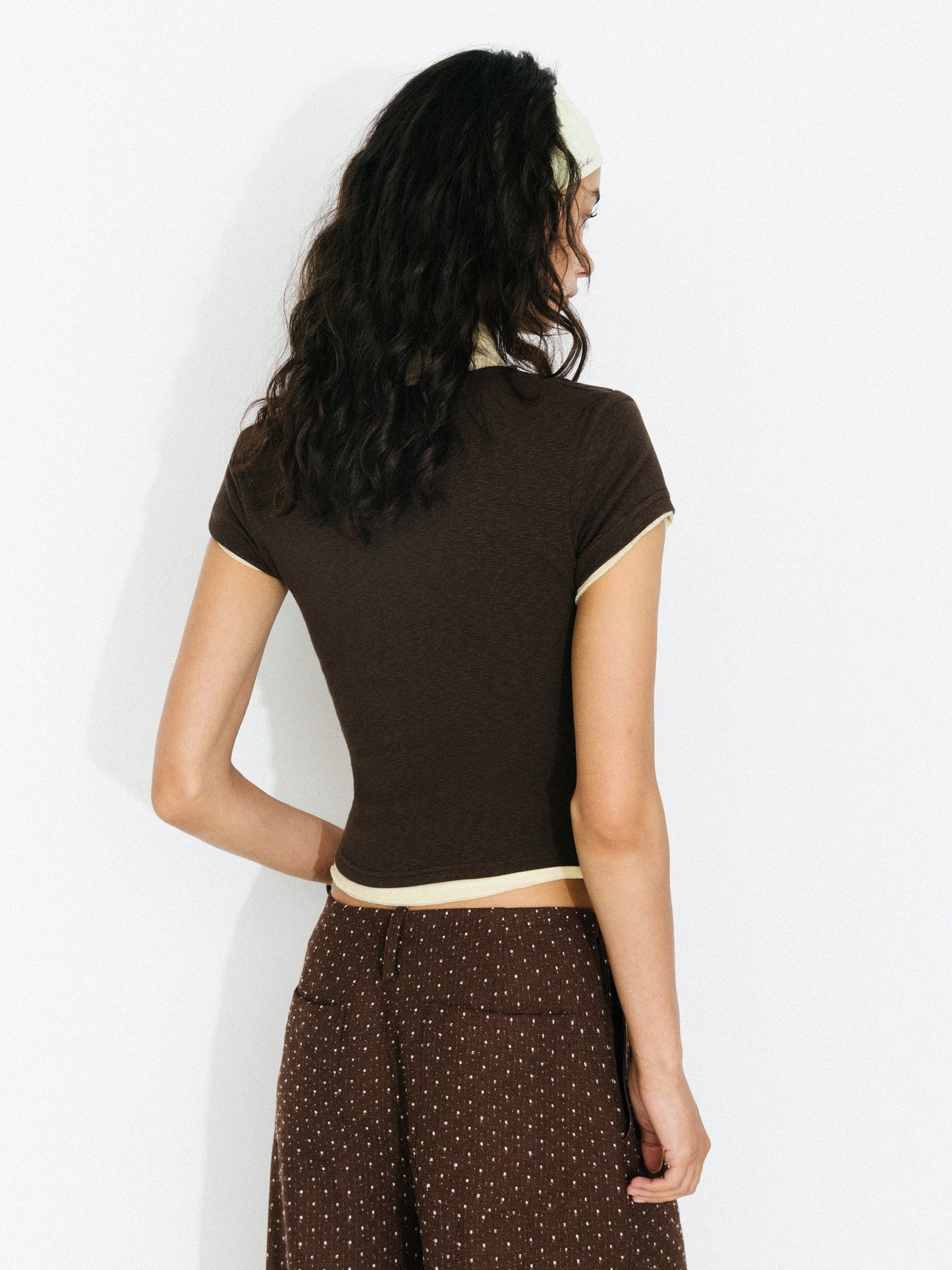 C by CUBIC Cropped Slim-Fit Sweetheart Neck T-Shirt