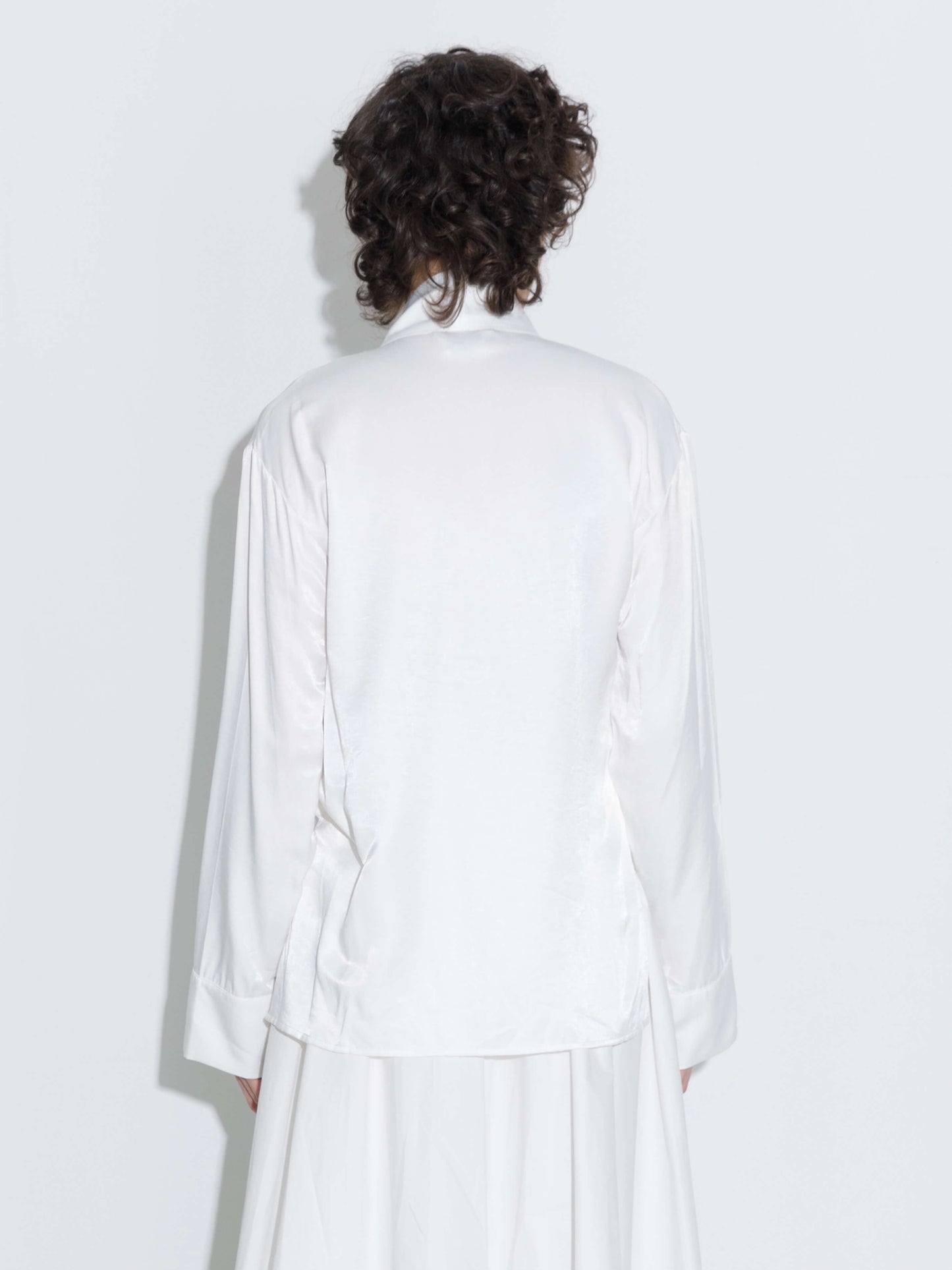 Oversize Satin Blouse with Tie