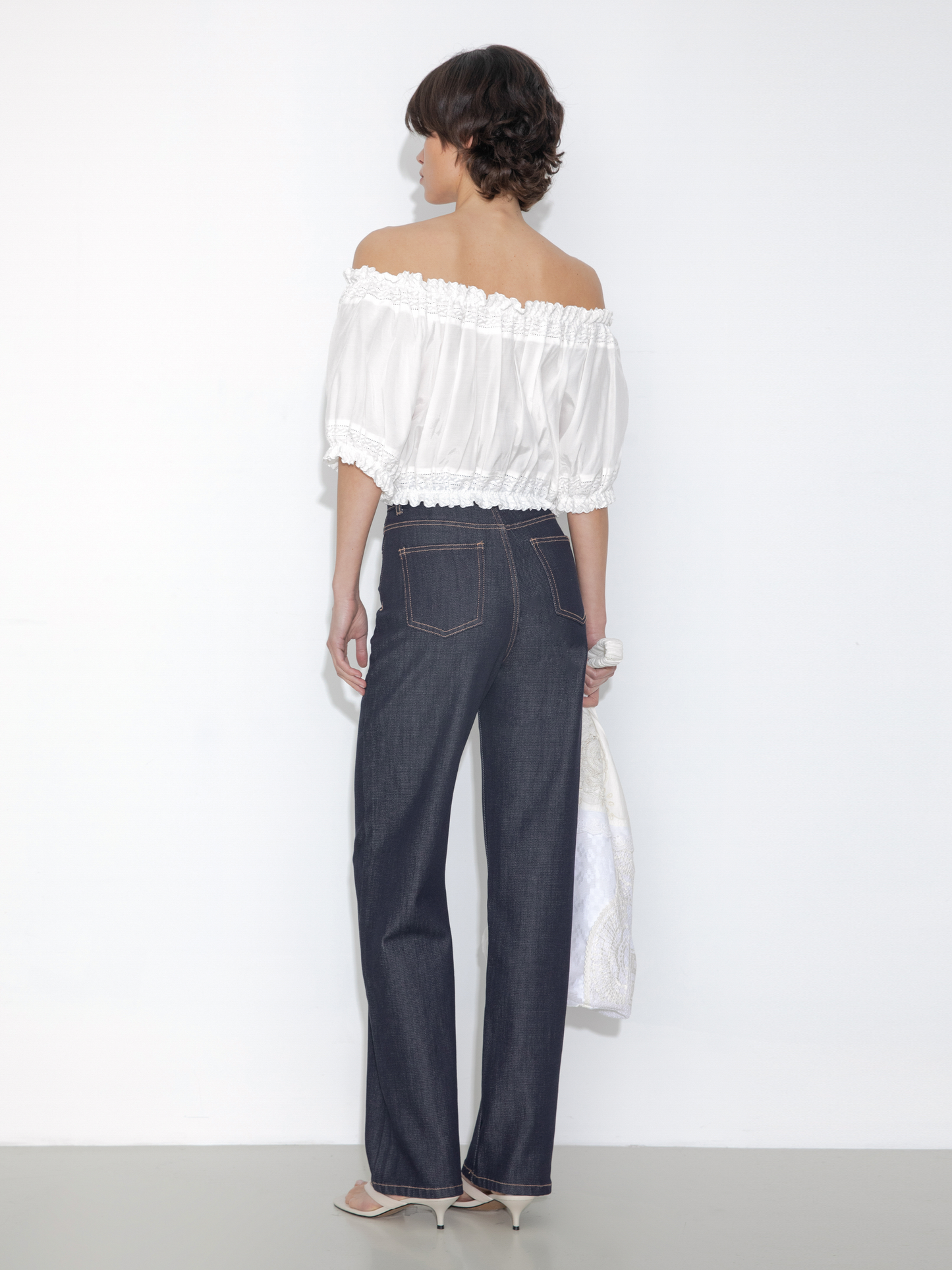Off-Shoulder Cropped Top with Cut-Out Panels