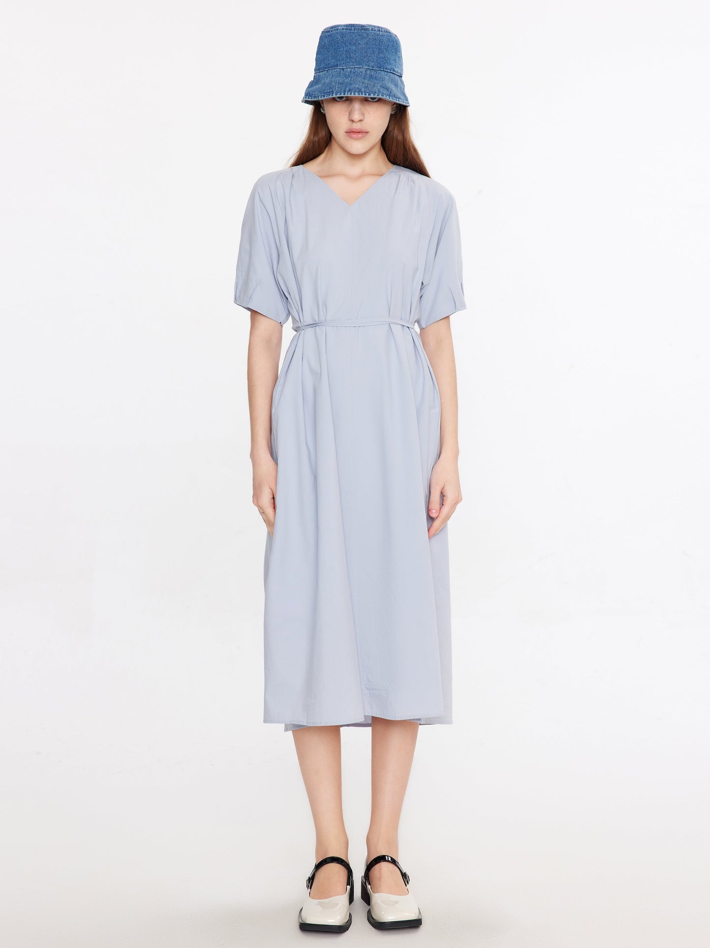 V-Neck Back Cut Out Midi Dress
