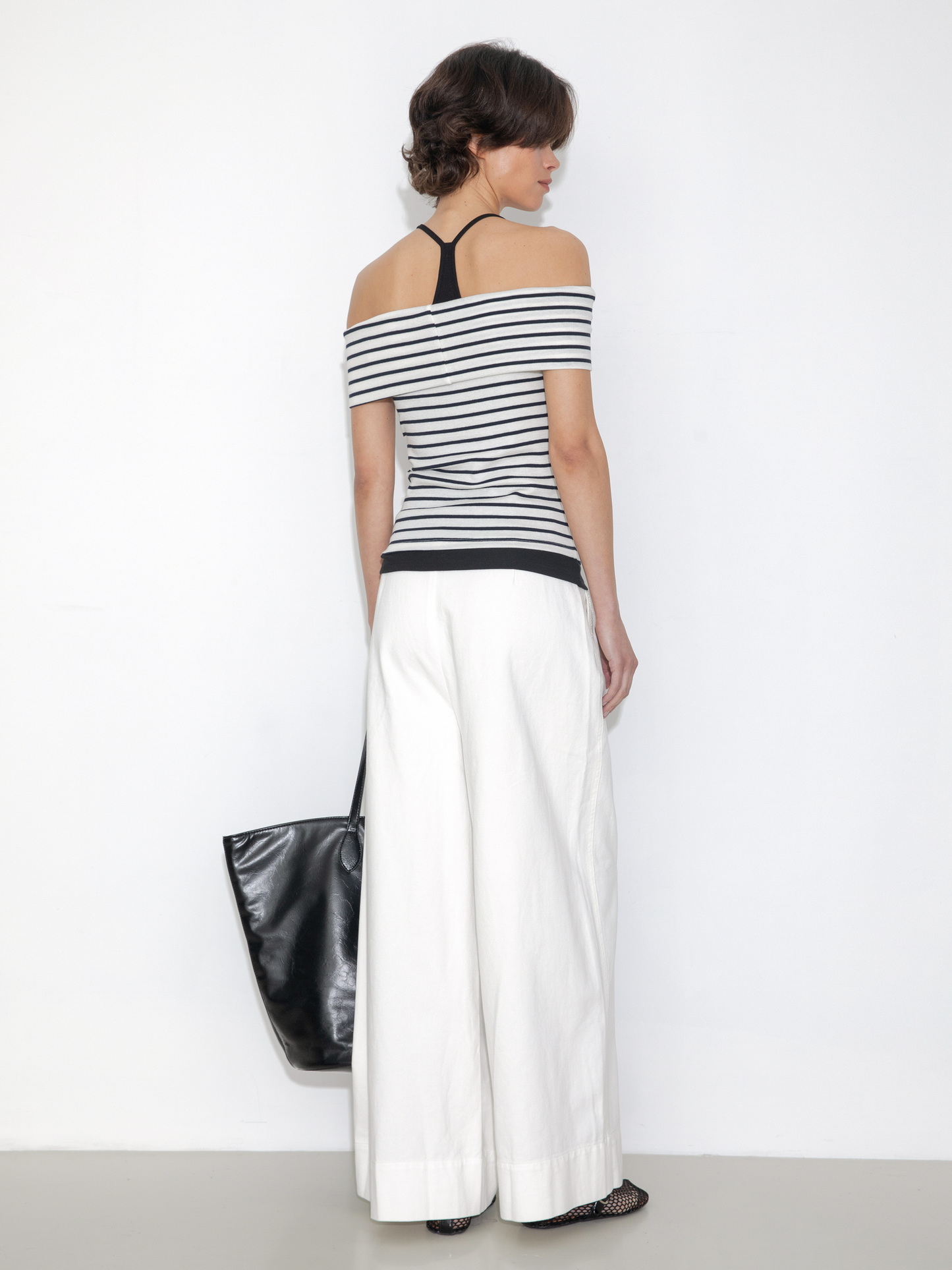 Striped Off-Shoulder Short-Sleeve Top