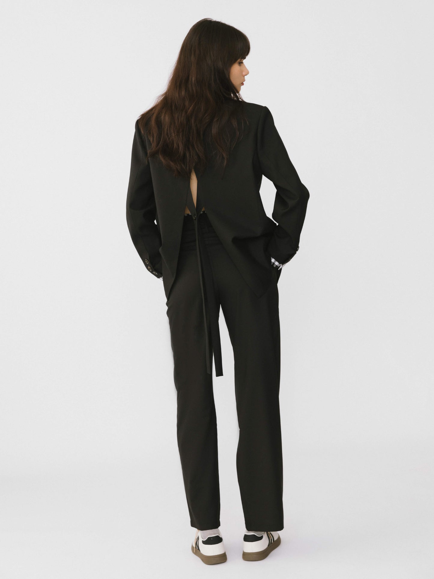 Checkered Peekaboo Tailored Trousers