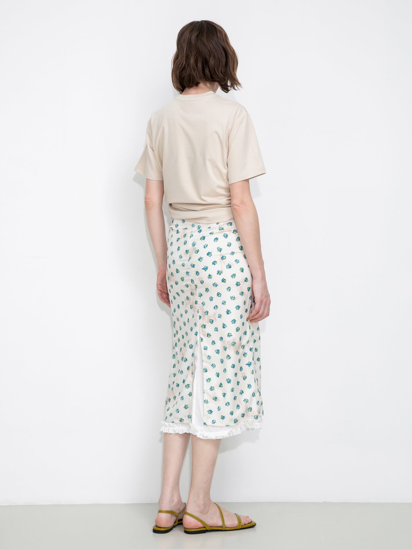 Lace Patchwork Floral Printed Skirt