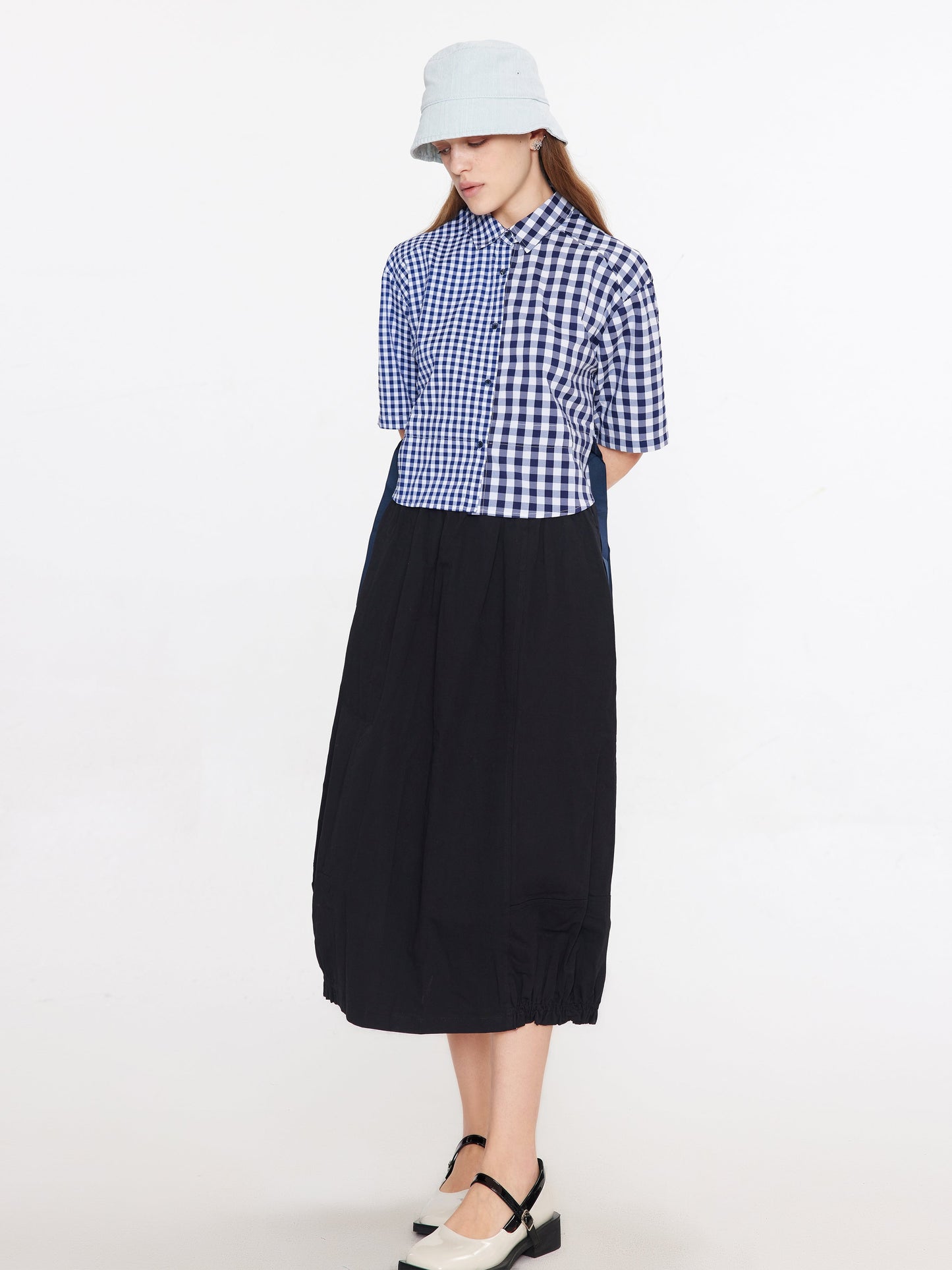 Elasticated Waist A-line Midi Skirt