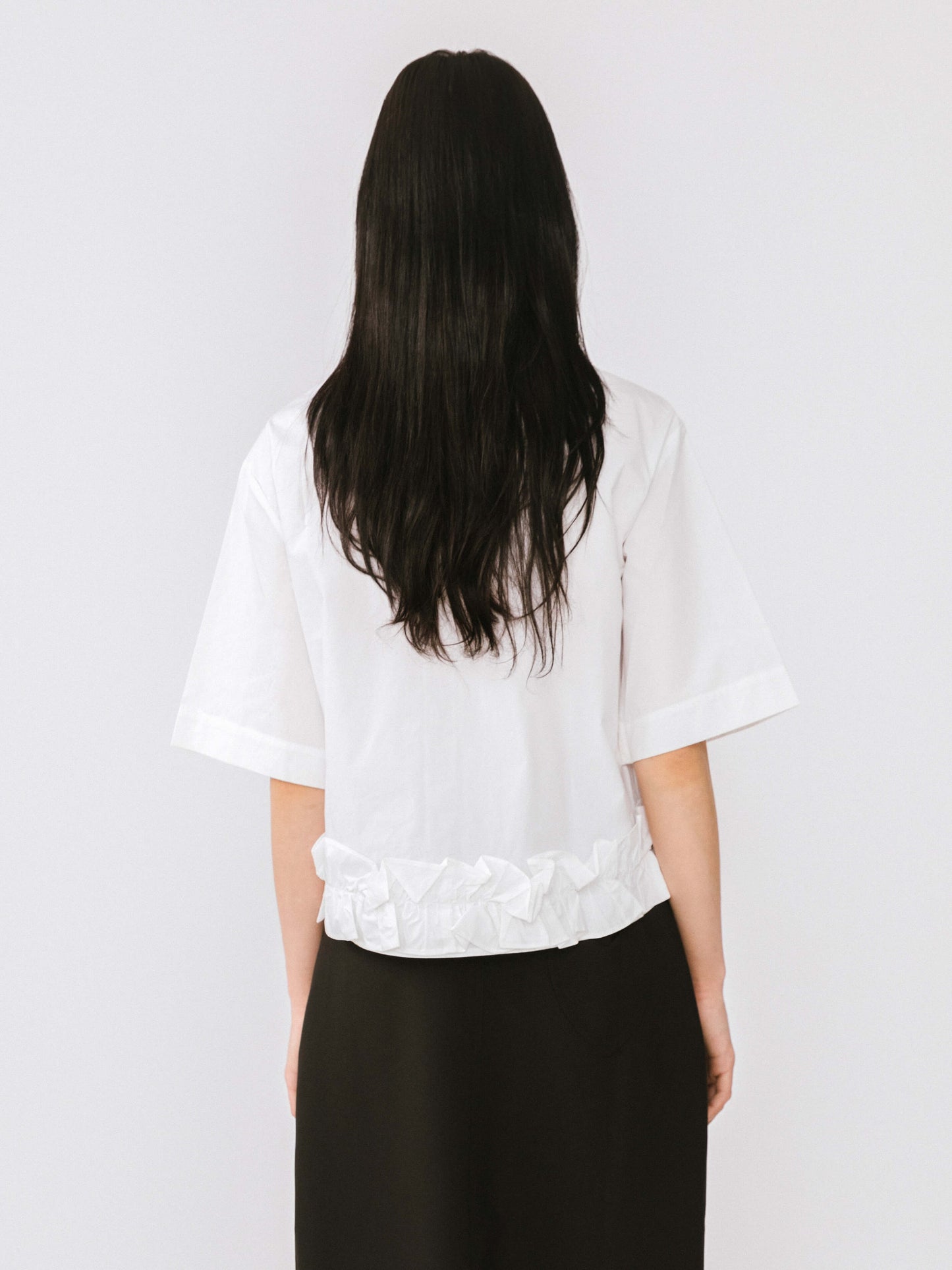 Half Sleeve Shirt with Ruffled Hem