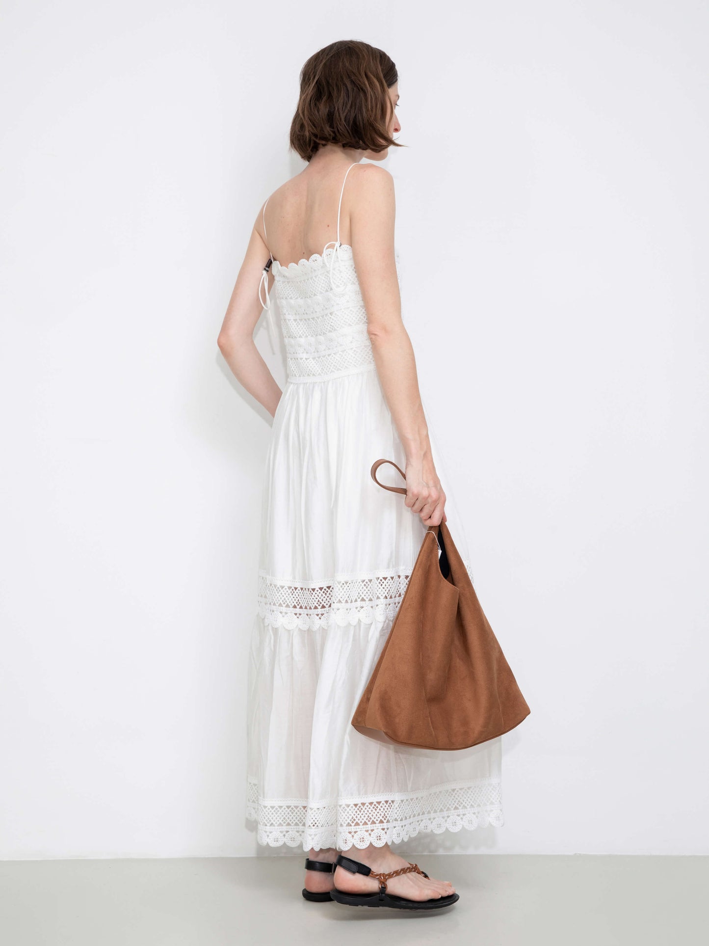 Crochet Lace Panelled Maxi Cami Dress