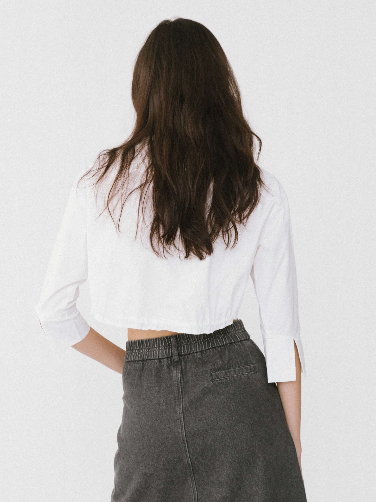 Extra Cropped Shirt with Drawstring Waist