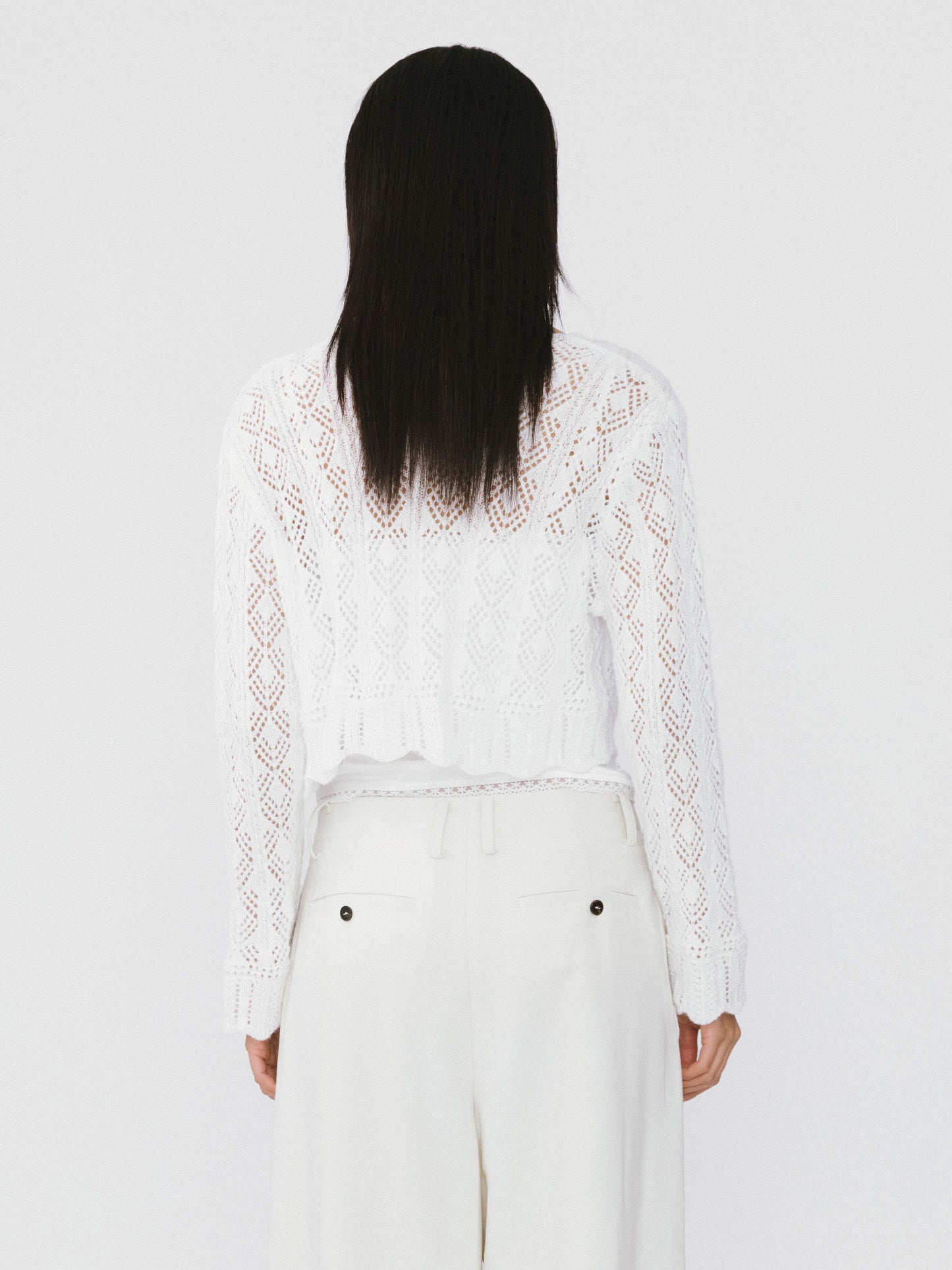 Thin Knit V-Neck Drawstring Top