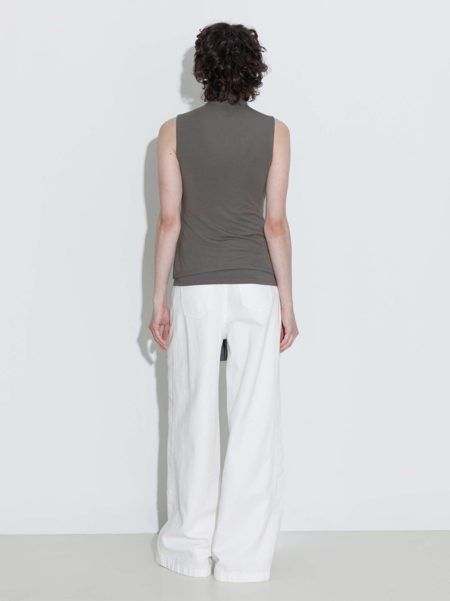 Tie-Detail Sleeveless Mock Neck Top