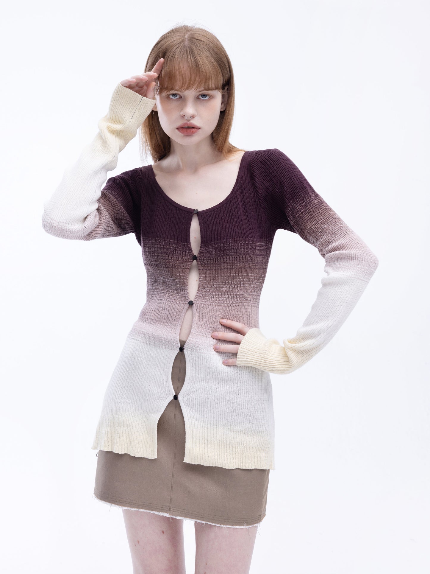 Gradient Coloured Thin Cardigan
