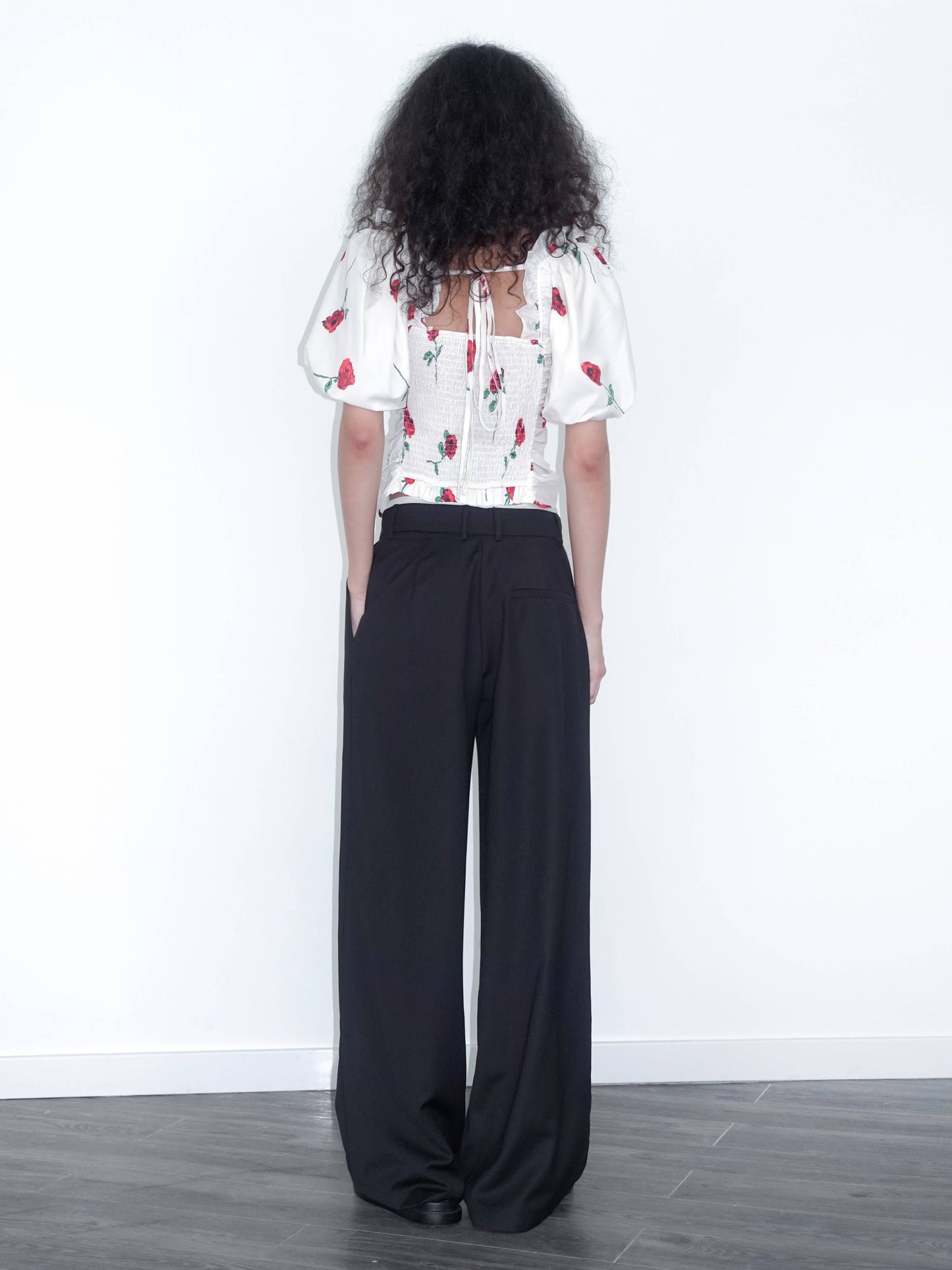 Slim Wide Leg Straight Casual Trousers