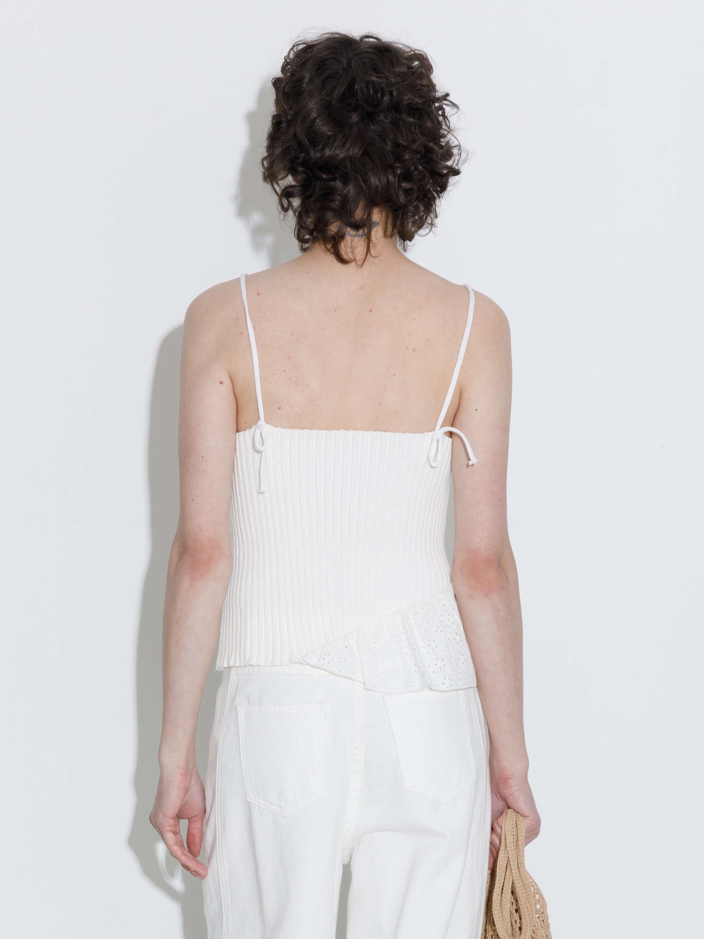 100% Cotton Lace-Detail Knitted Cami Top