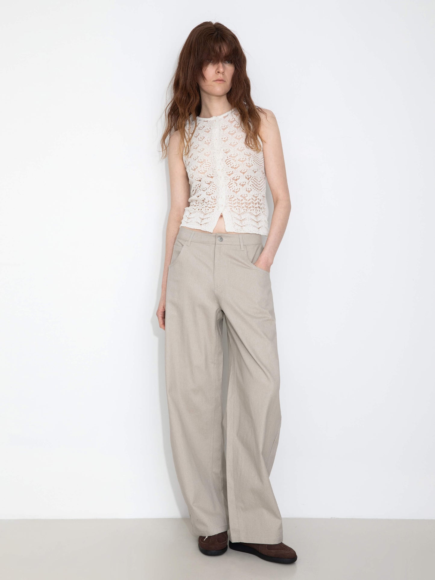 100% Cotton Draped Oversized Wide-Leg Casual Pants