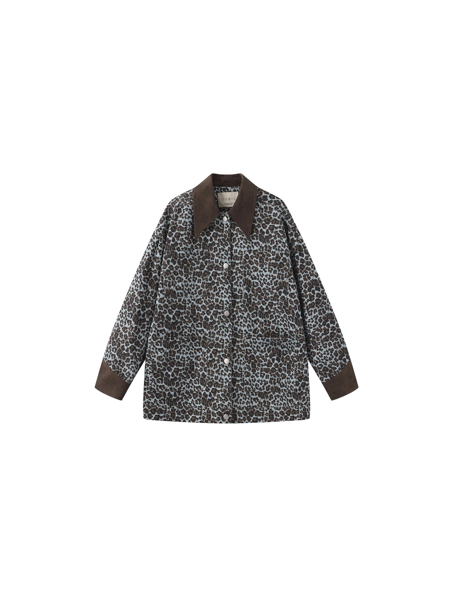 100% Cotton Leopard Print Color-Block Retro Casual Jacket