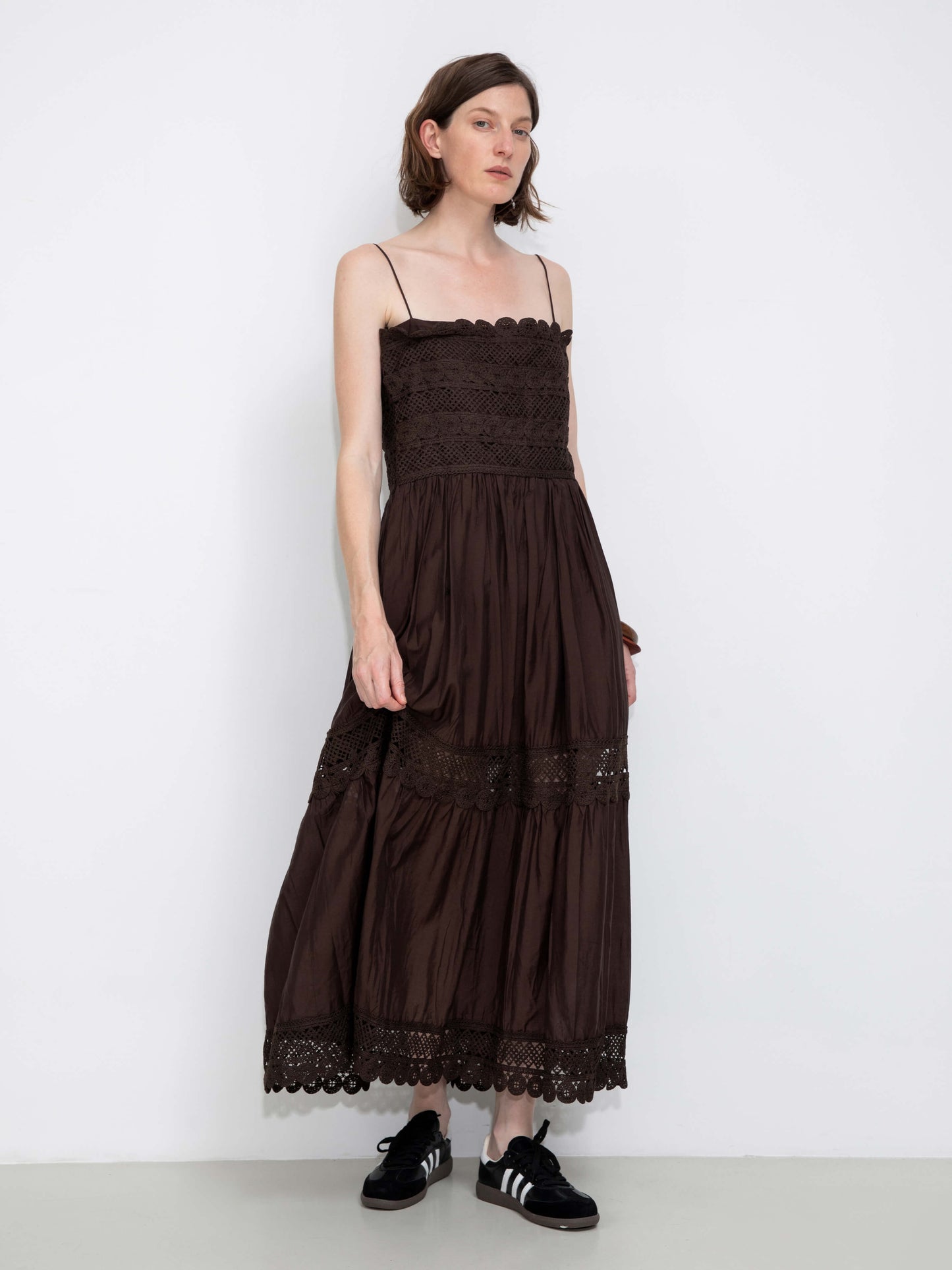 Crochet Lace Panelled Maxi Cami Dress