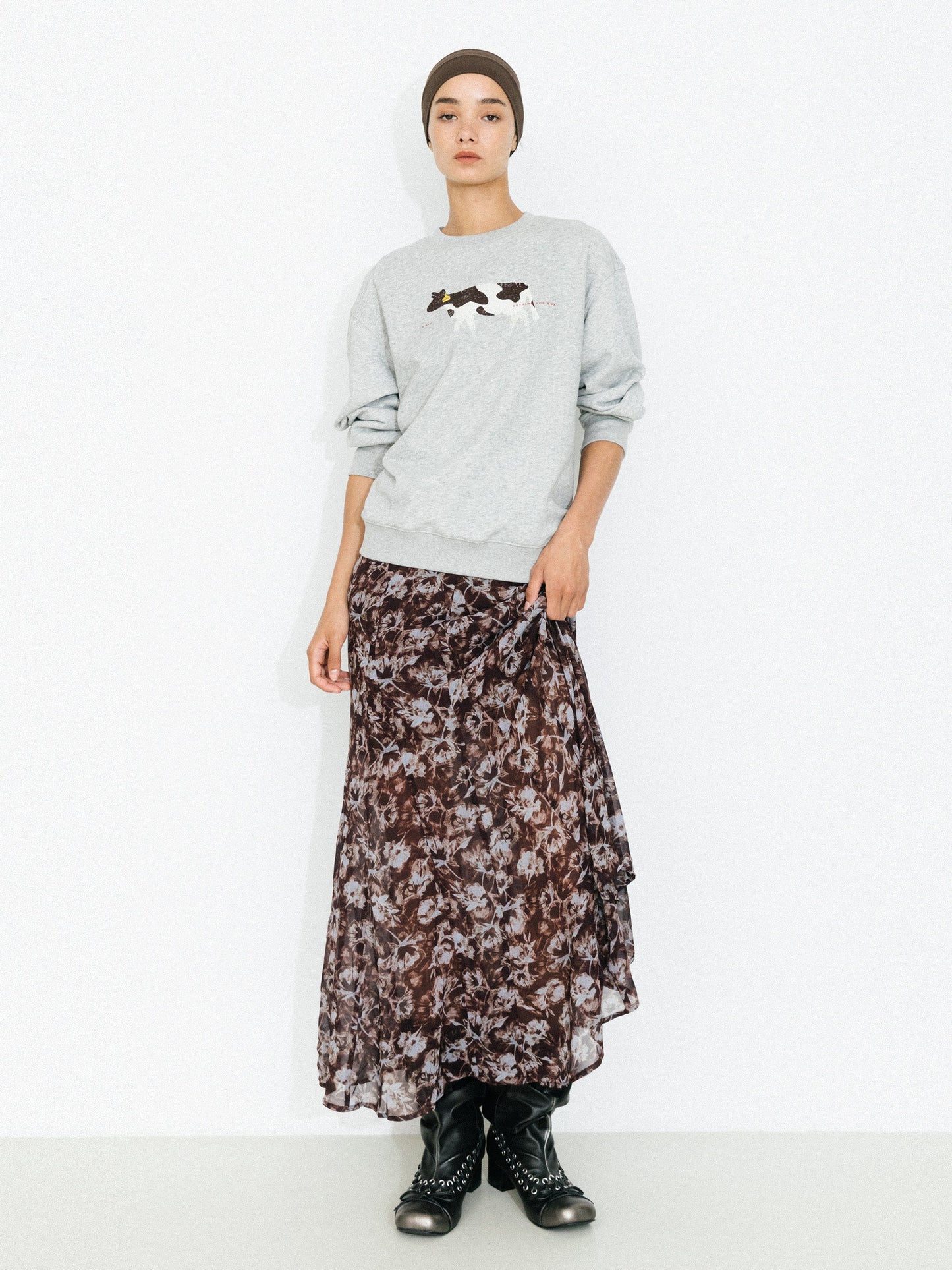 Cow Print Oversized Sweatshirt