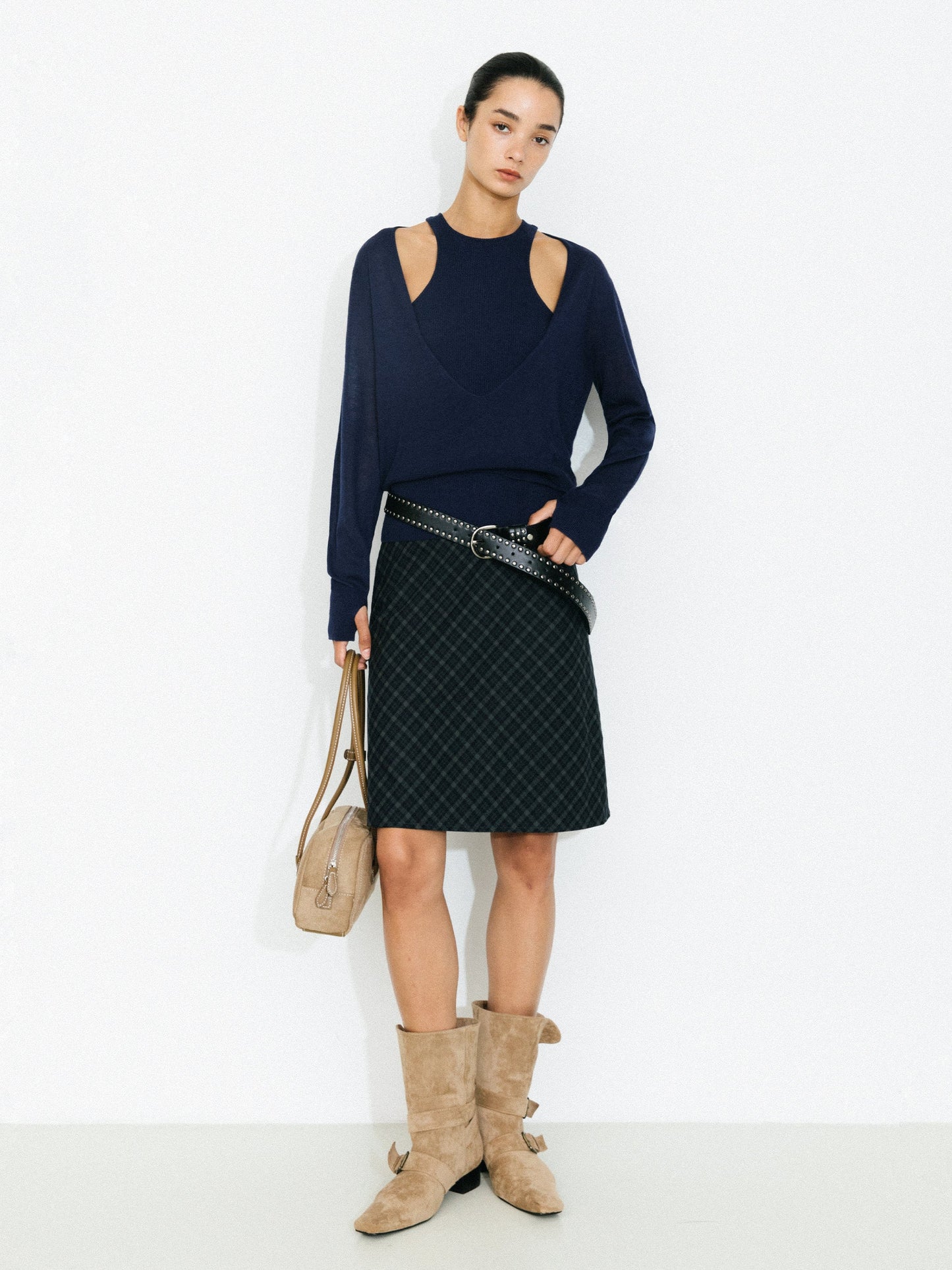 Knit Cardigan and Vest Two-Piece Set