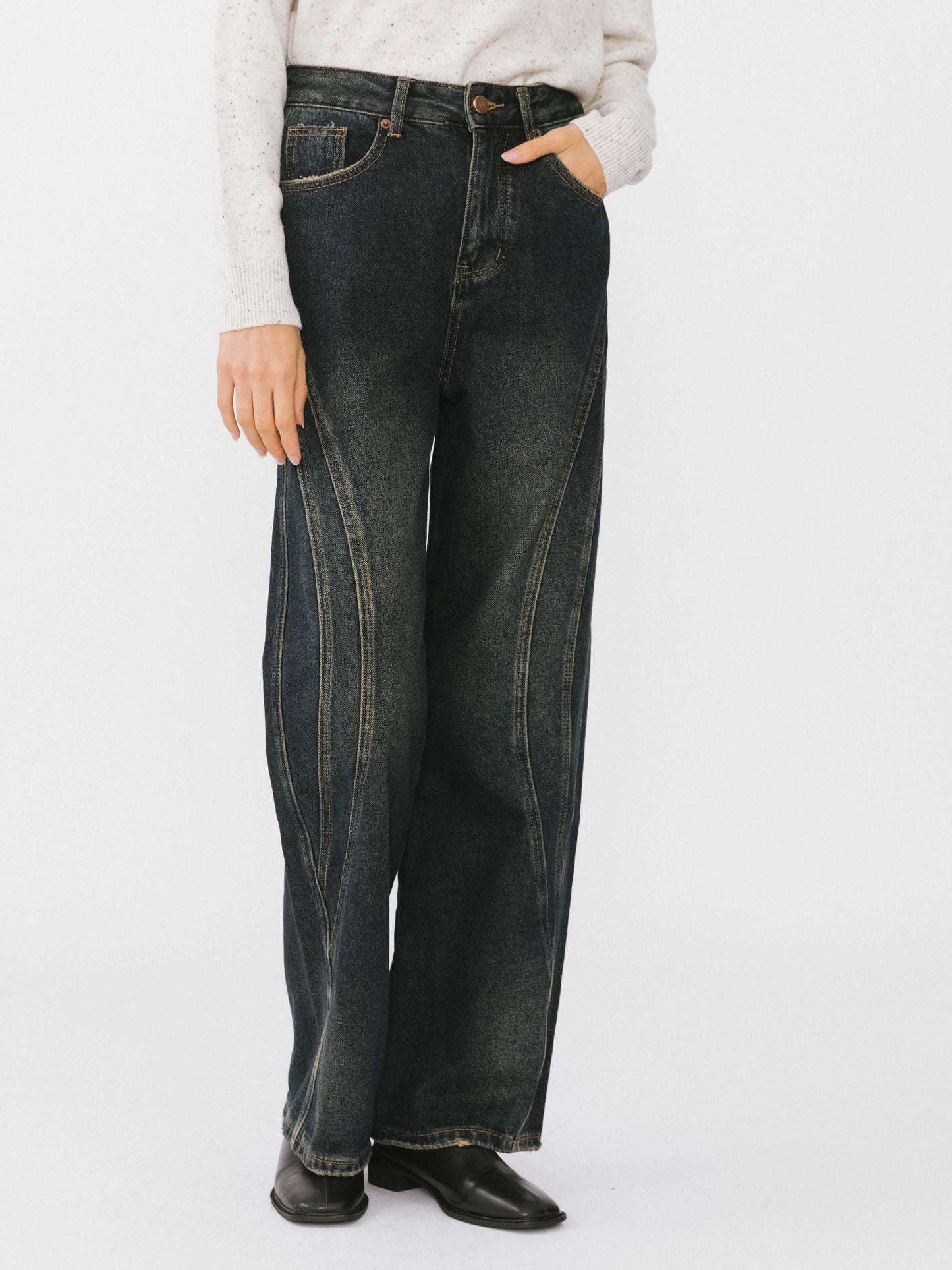 Vintage Style Straight leg Denim Jeans