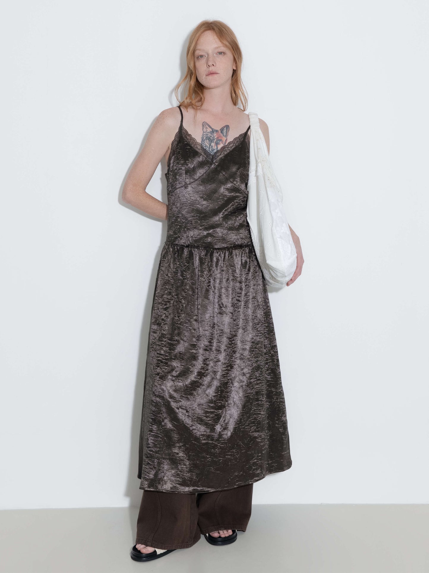 Lace Neck Sling Dress