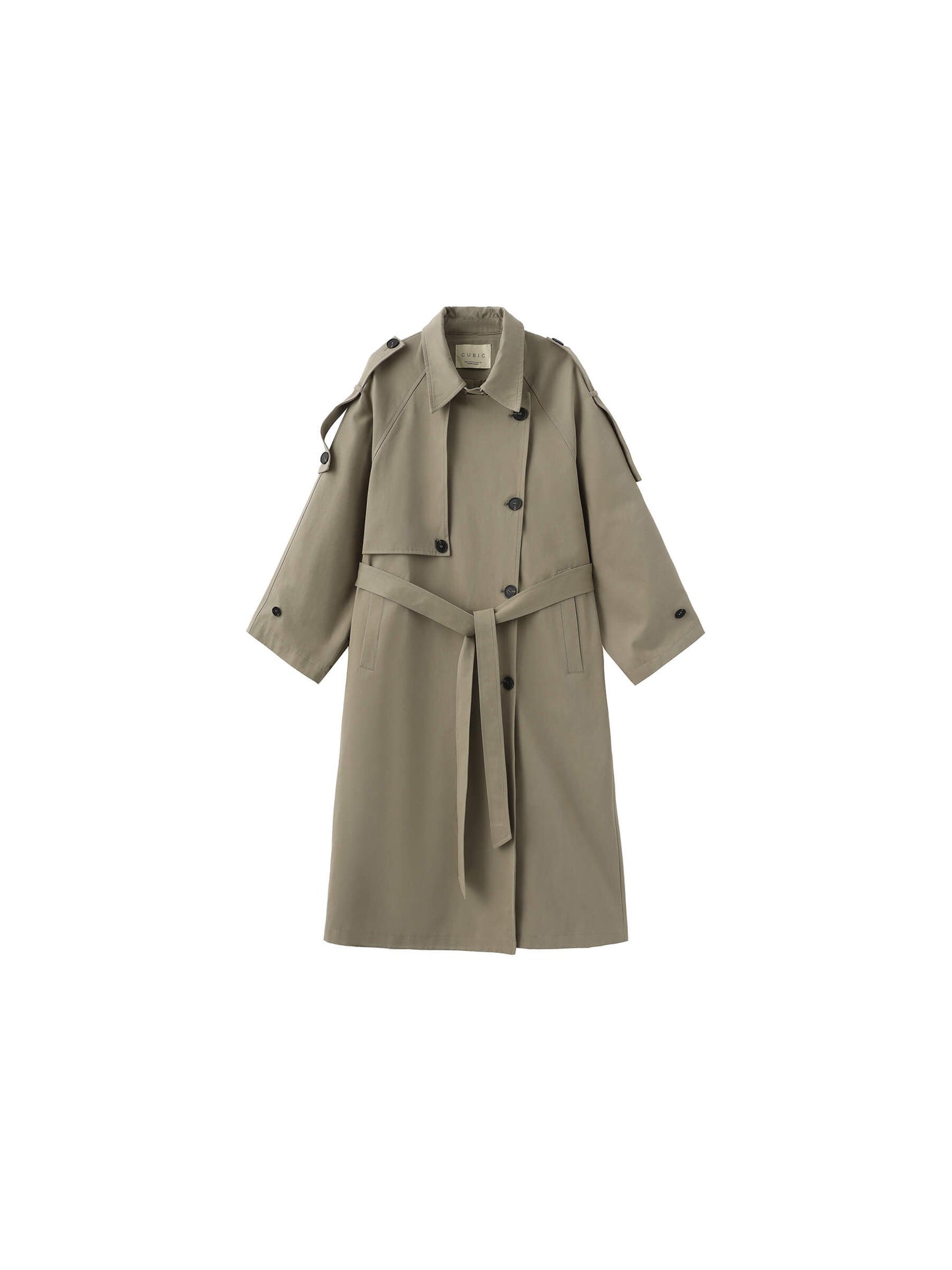 100% Cotton Oversized Mid-Length Raglan Sleeve Trench Coat