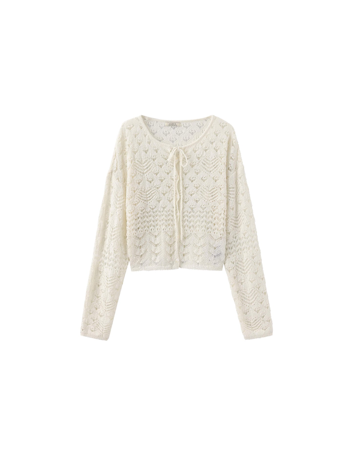 Tie Hollow-Out Knit Long Sleeve Cardigan