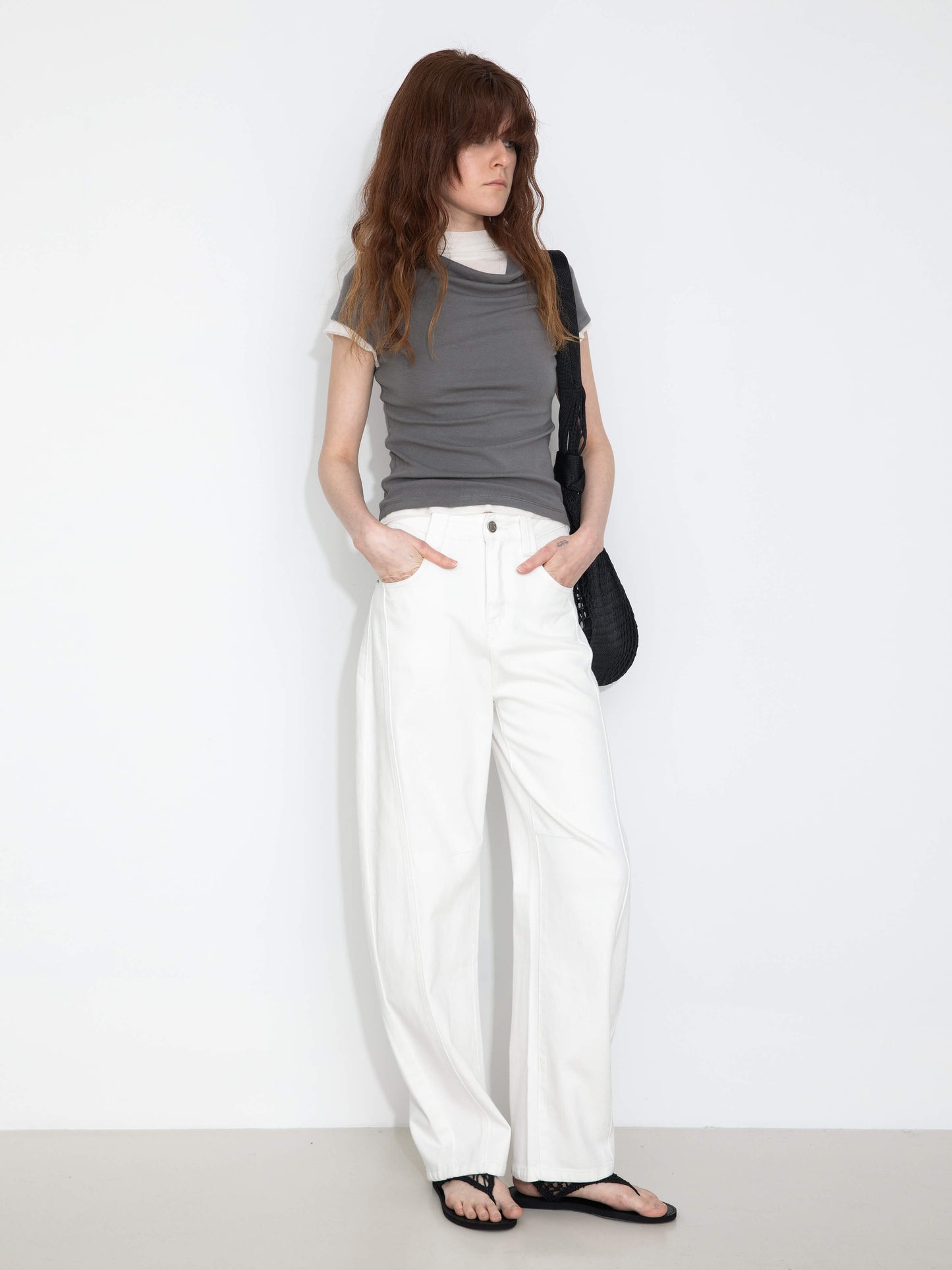 C BY CUBIC Draped Neck Short-Sleeve T-Shirt