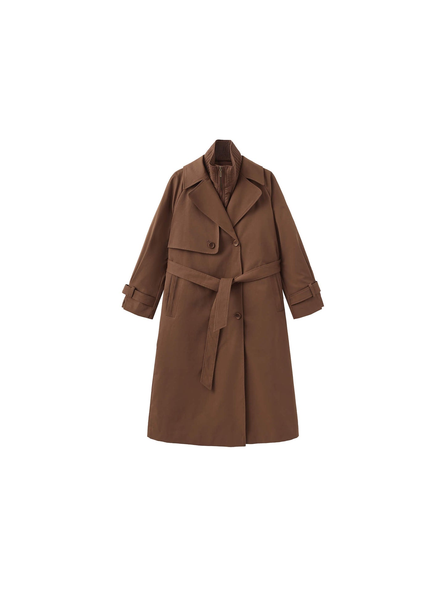 ONE BY CUBIC Double-Layer Long Trench Coat Style Down Coat