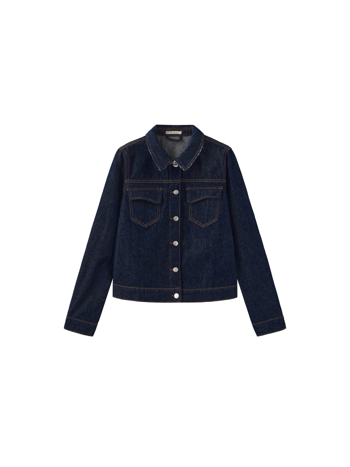 Color-Block High-Neck Denim Jacket
