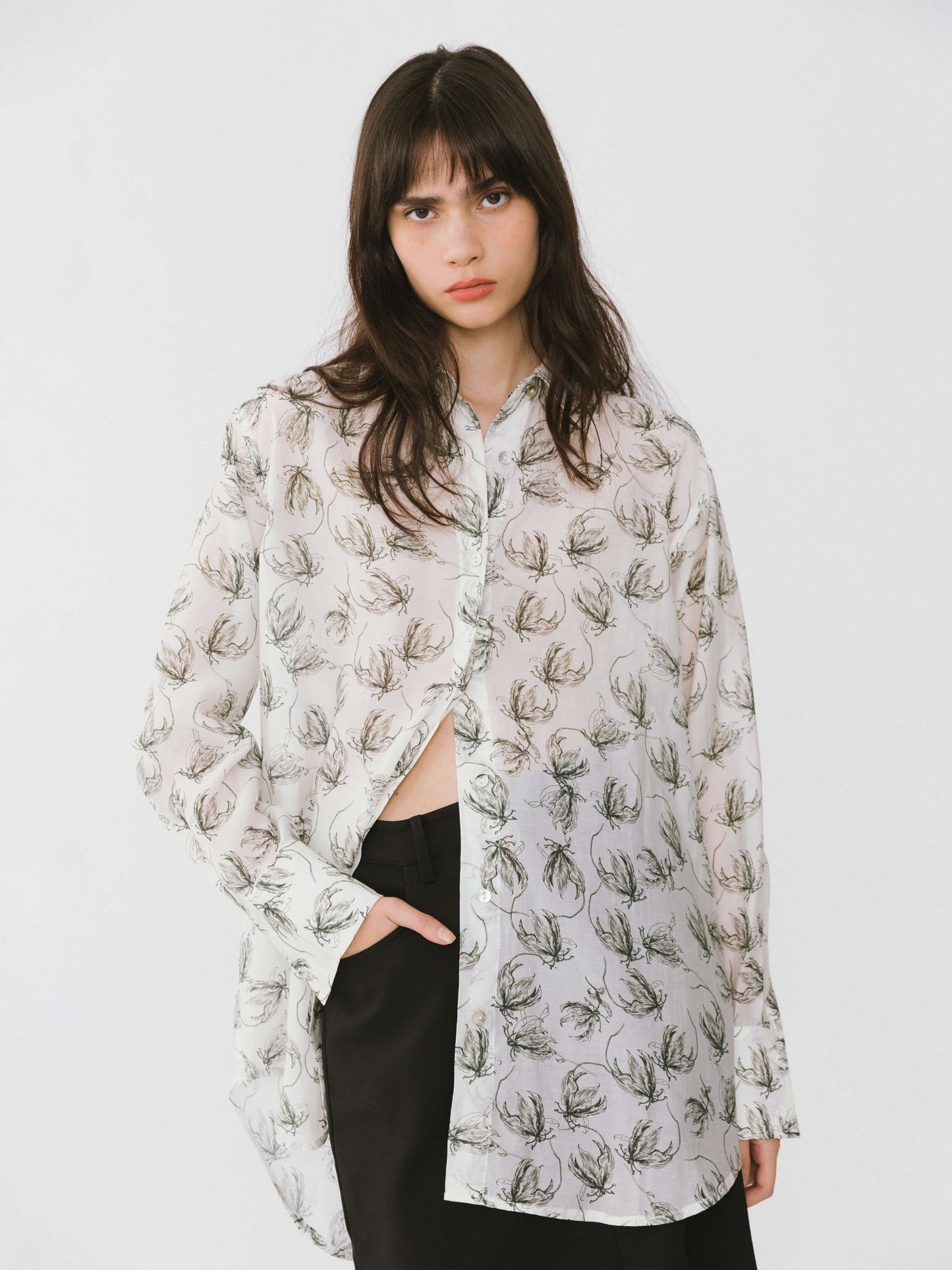 Loose Printed Sheer Shirt