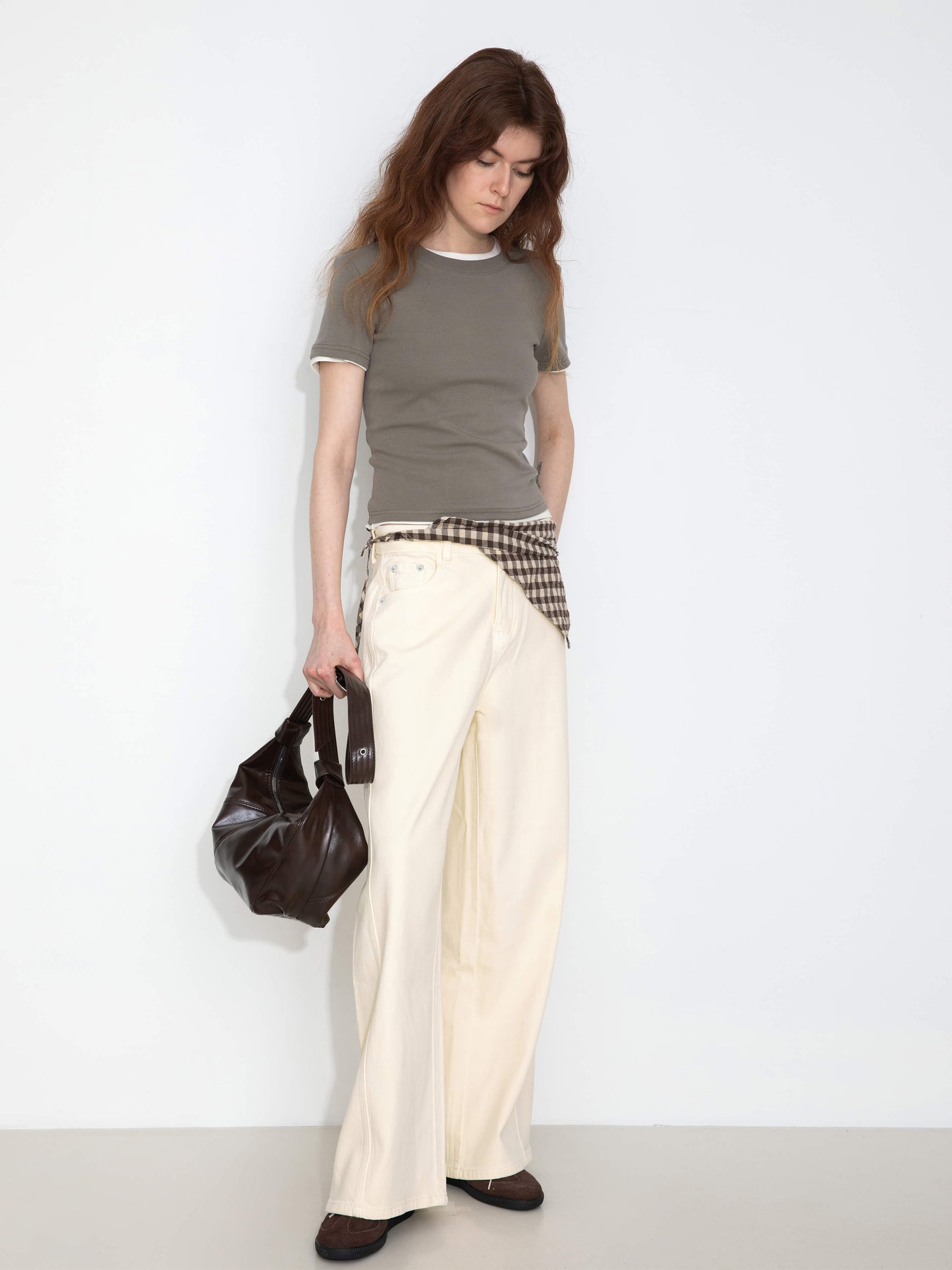 High-Waisted Wide-Leg Straight Jeans