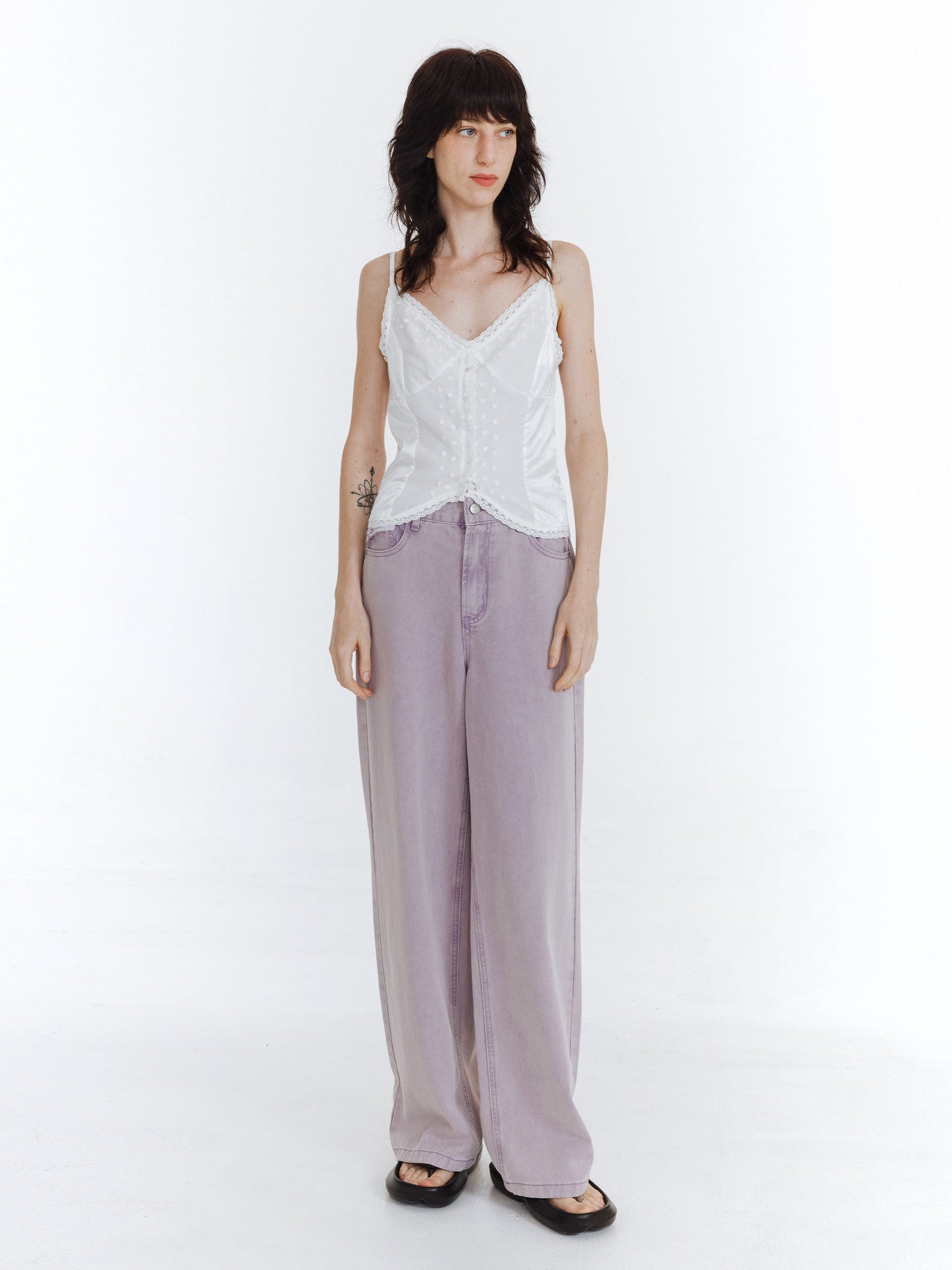 High Waist Loose Straight Washed Jeans
