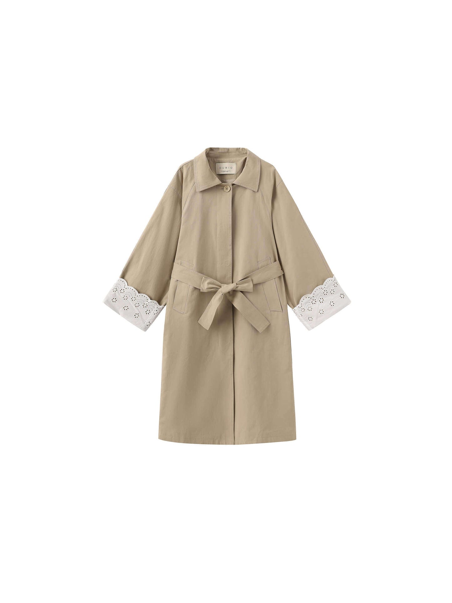 Oversized Thin Trench Coat with Lace Cuffs
