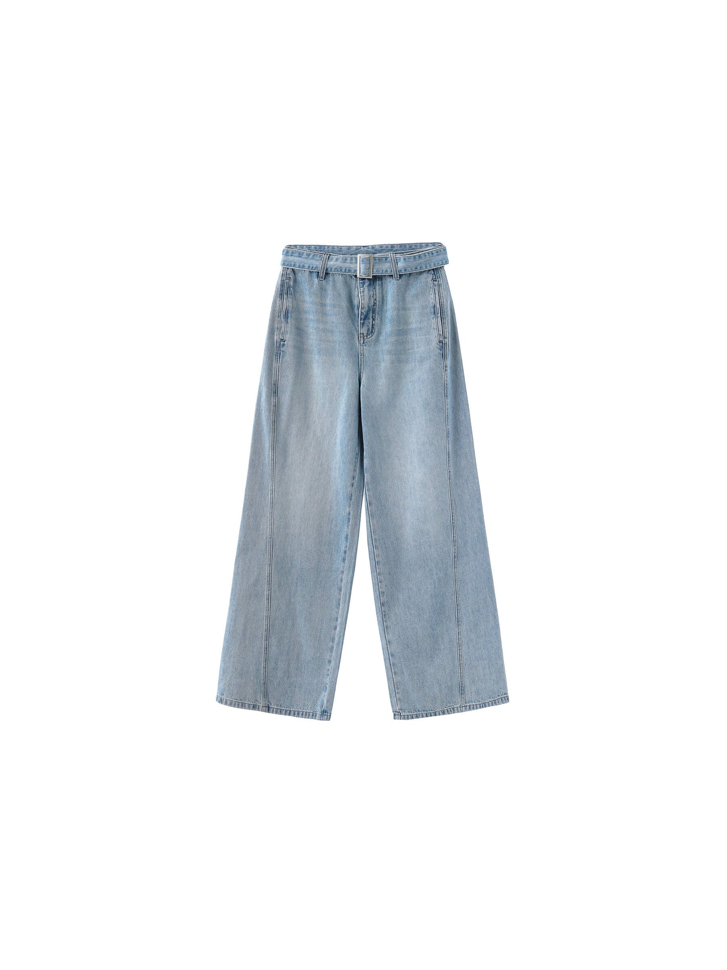 Wide-Leg Straight Jeans with Belt