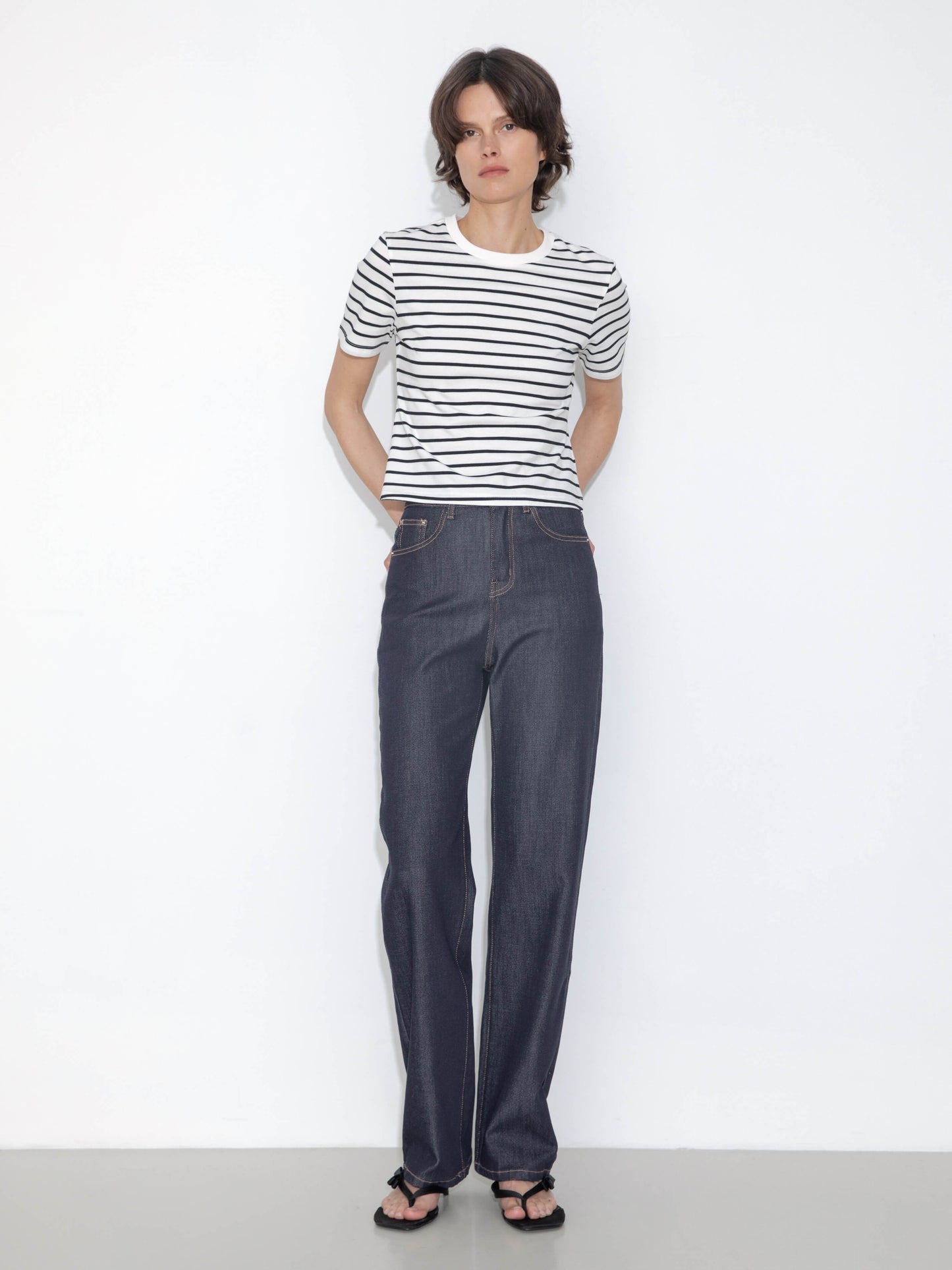 C by CUBIC Striped Basic Cotton T-Shirt