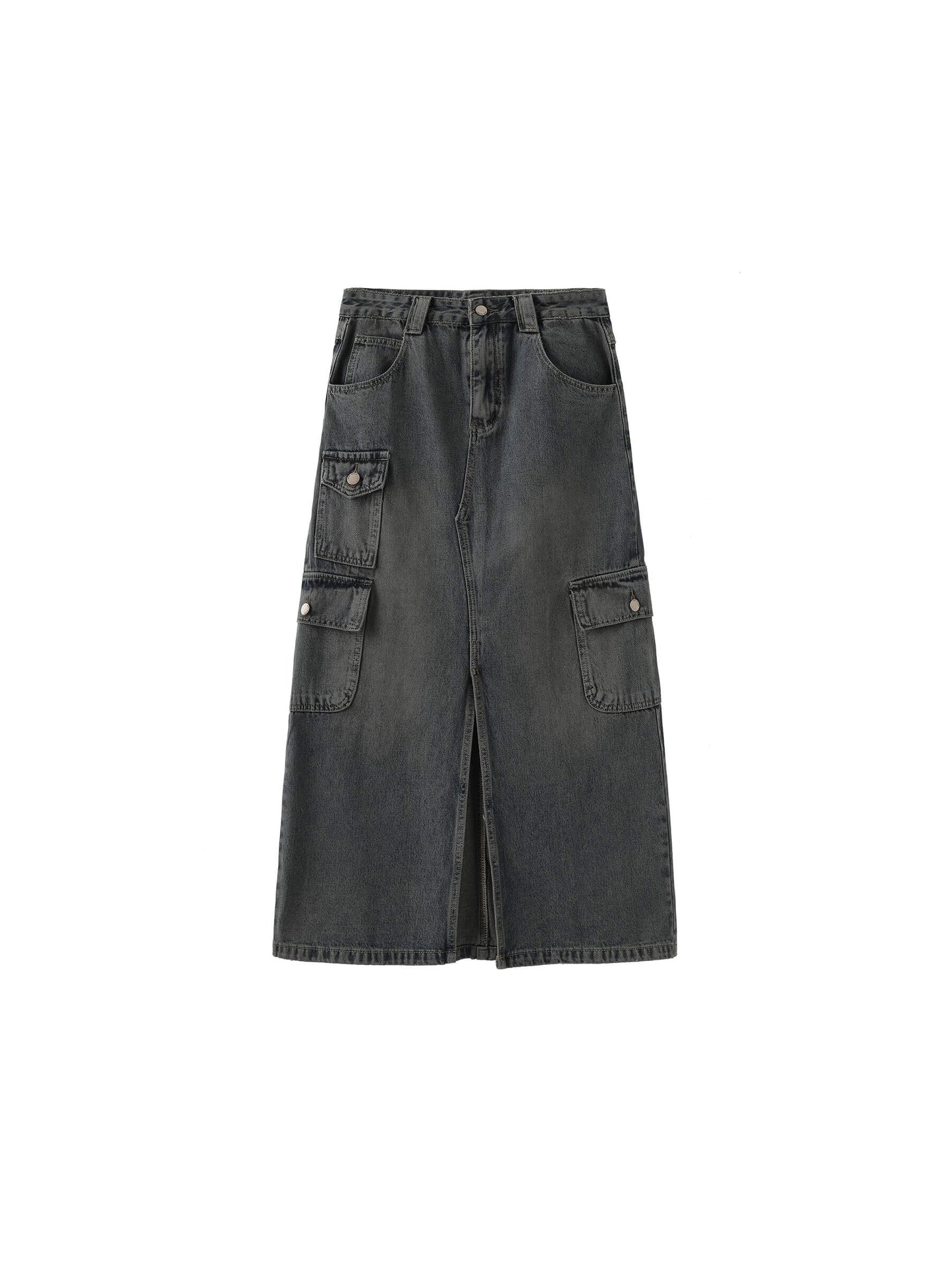 Multi Pocket Washed Demin Skirt